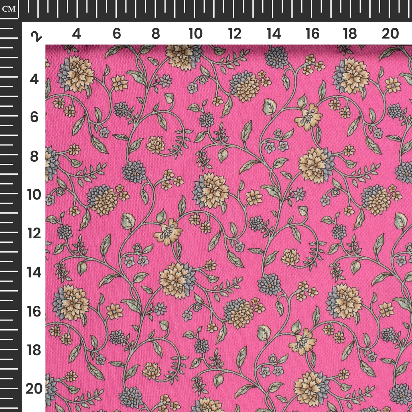 Hot Pink Floral Digital Print Butter Crepe Fabric