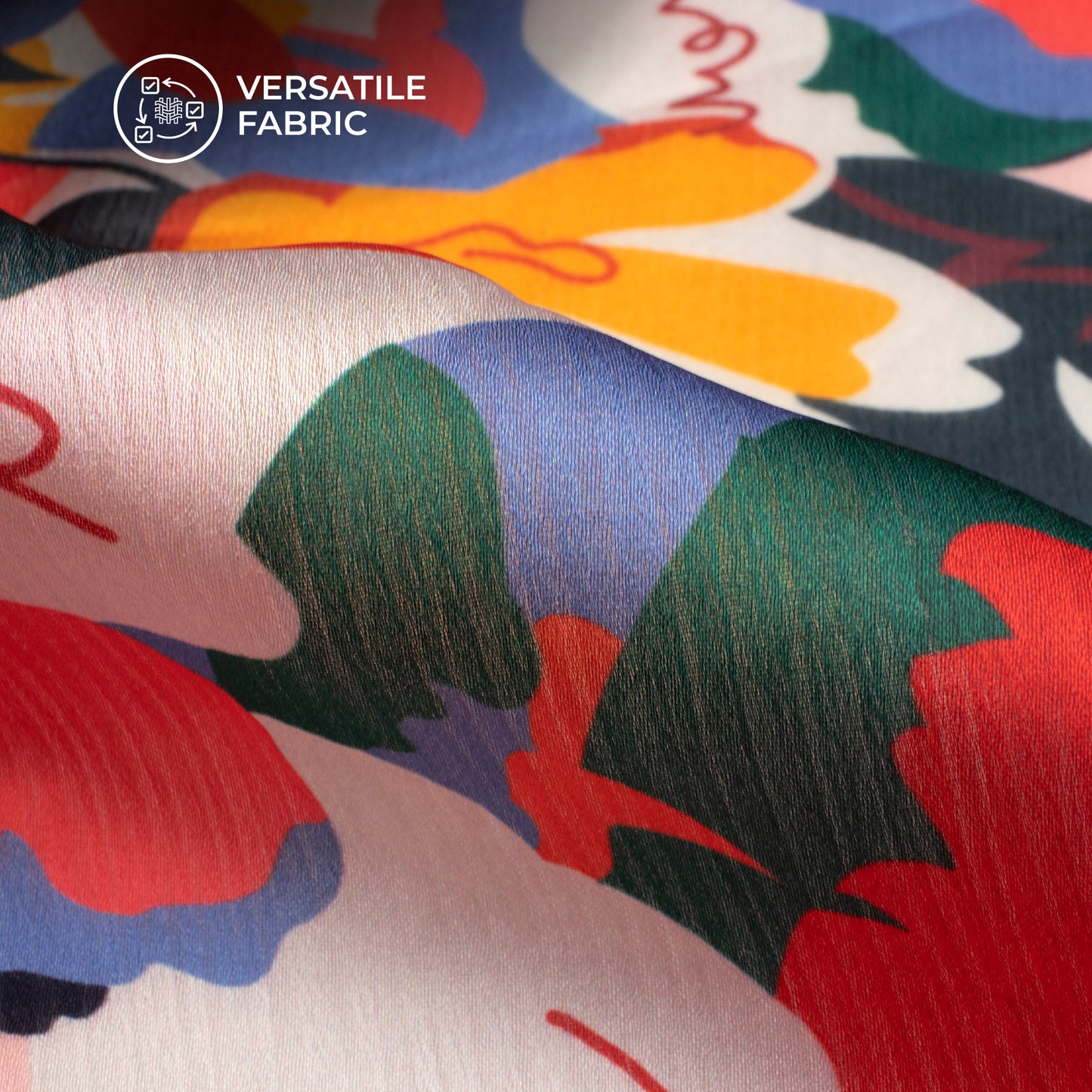 Mult-Color Floral Digital Print Chiffon Satin Fabric