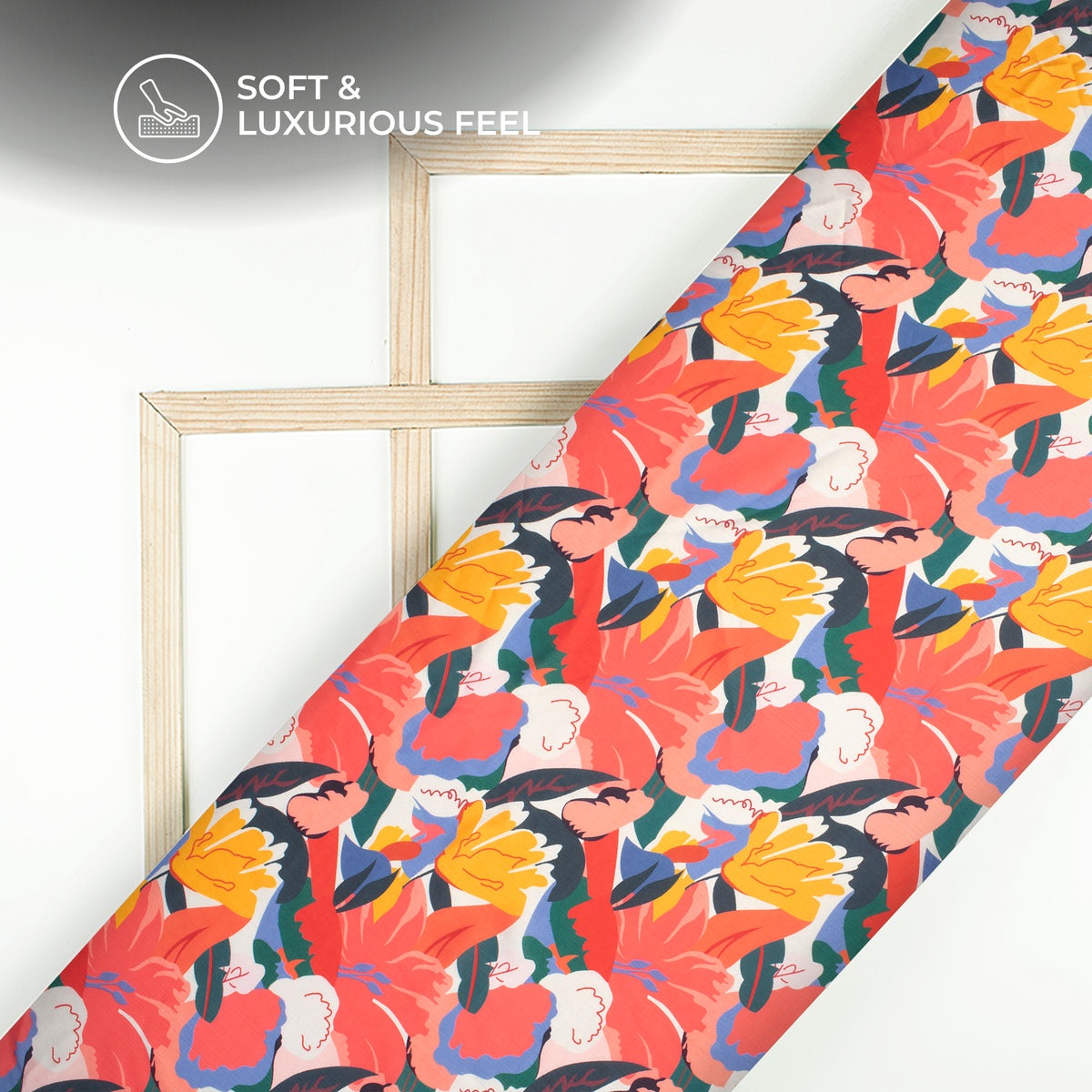 Mult-Color Floral Digital Print Chiffon Satin Fabric