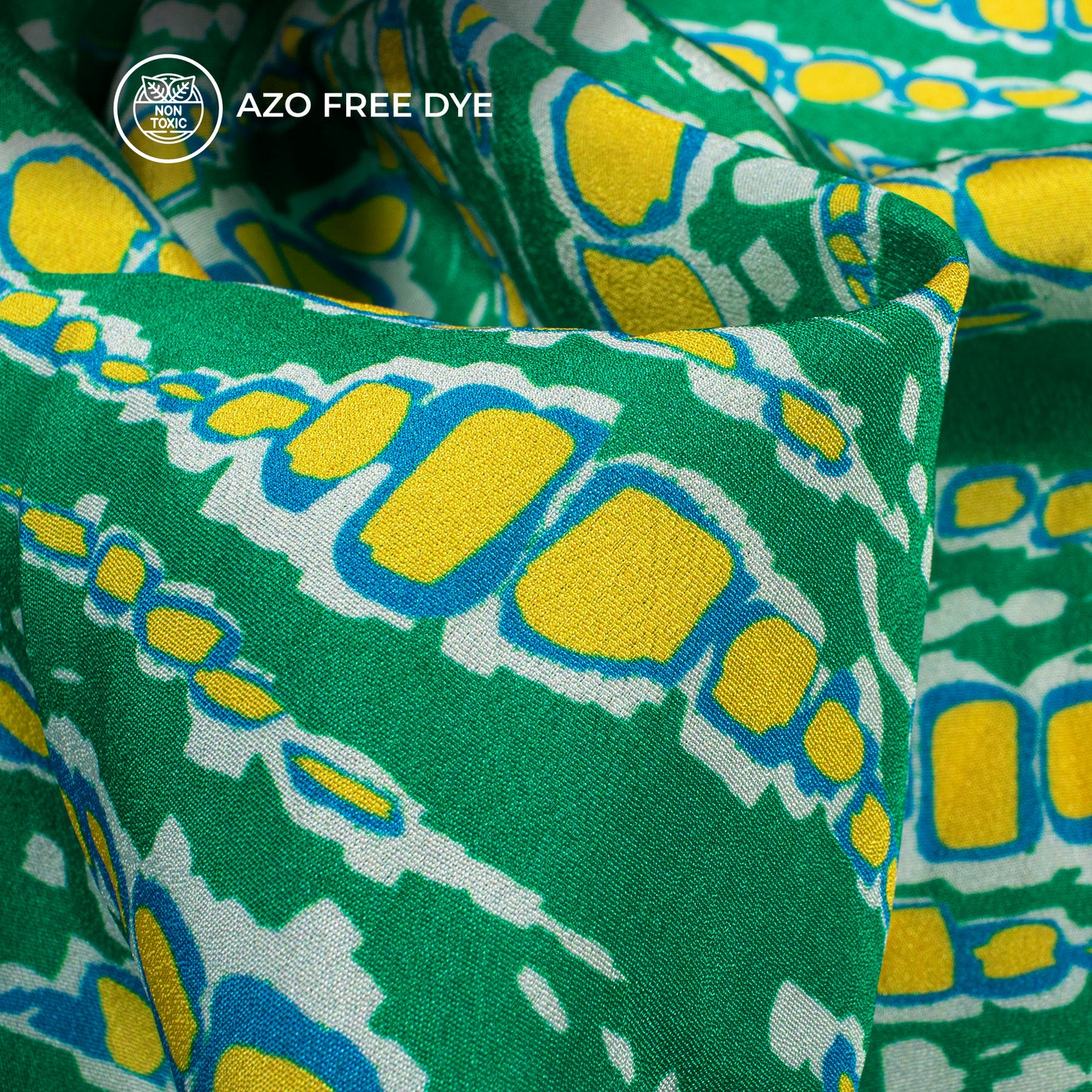 Forest Green Shiiborii Digital Print Crepe Silk Fabric