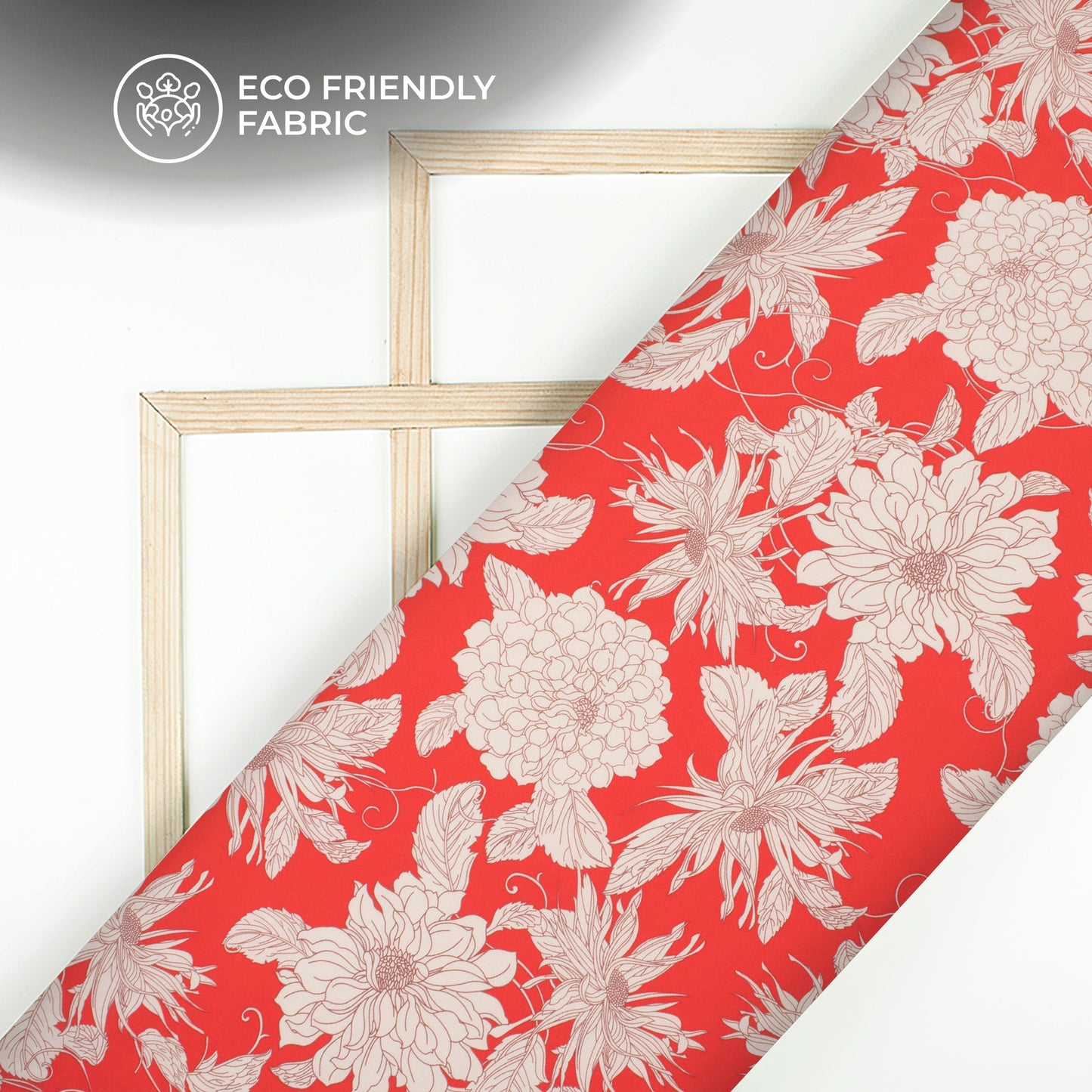 Rose Red Floral Digital Print Crepe Silk Fabric