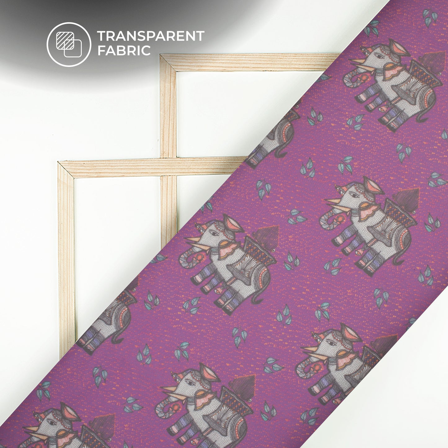 Purple Quirky Digital Print Matt Organza Fabric