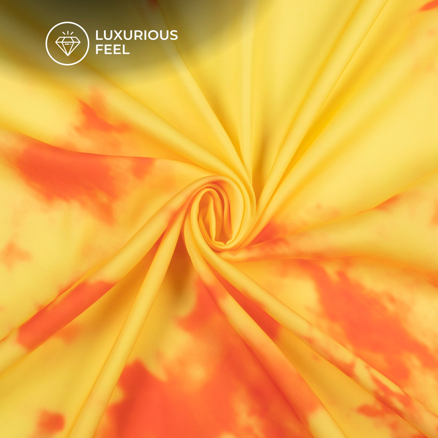 Yellow Tye And Dye Digital Print Imported Satin Fabric