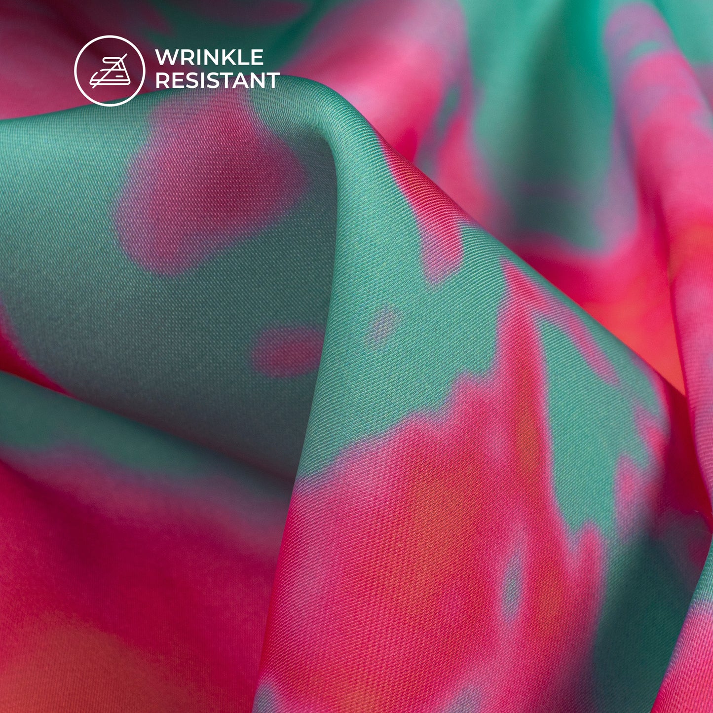 Emerald Green Tye And Dye Digital Print Imported Satin Fabric