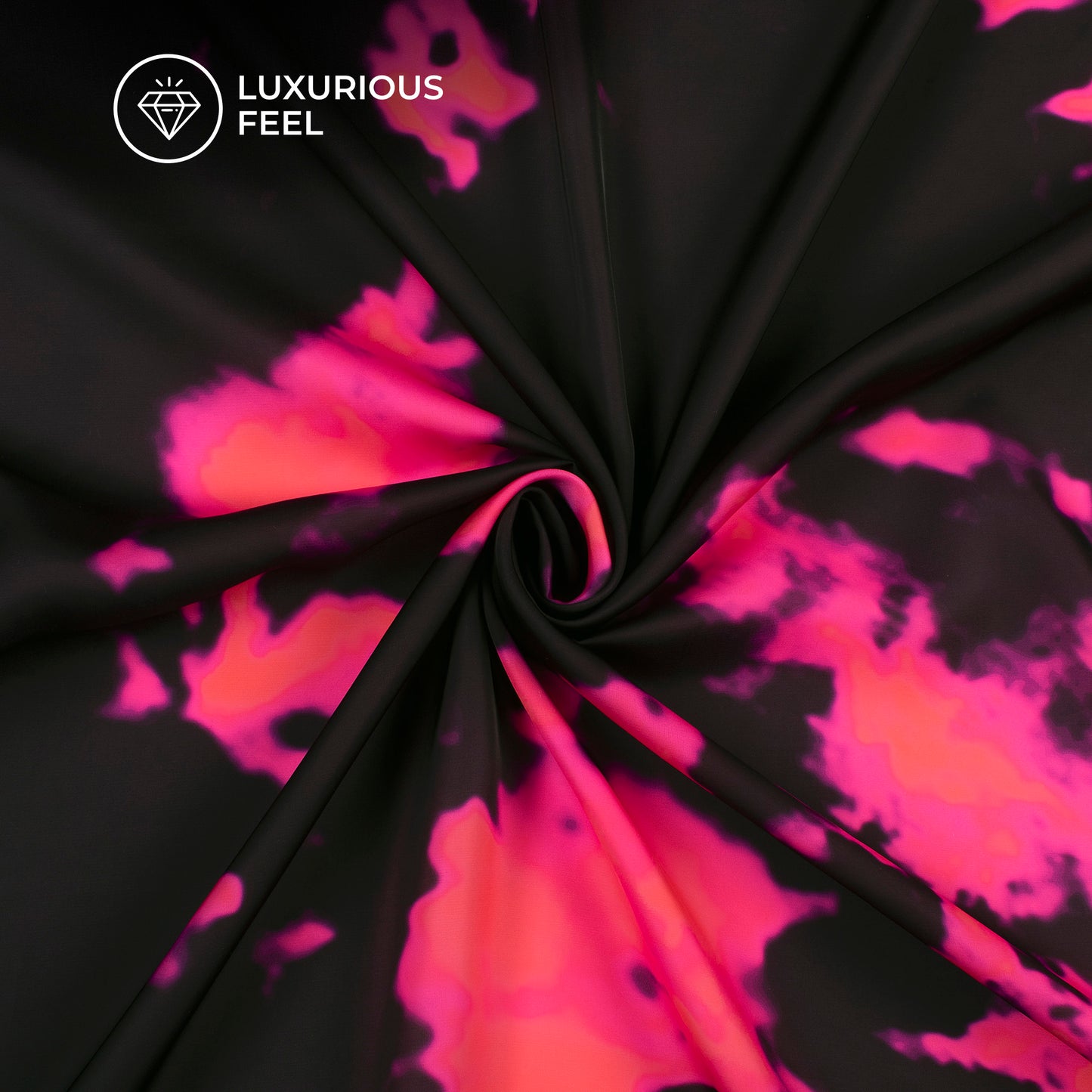 Black Tye And Dye Digital Print Imported Satin Fabric