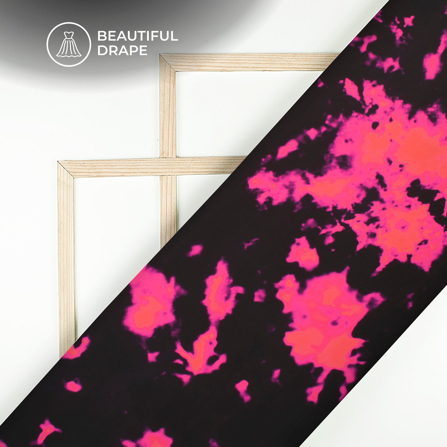 Black Tye And Dye Digital Print Imported Satin Fabric