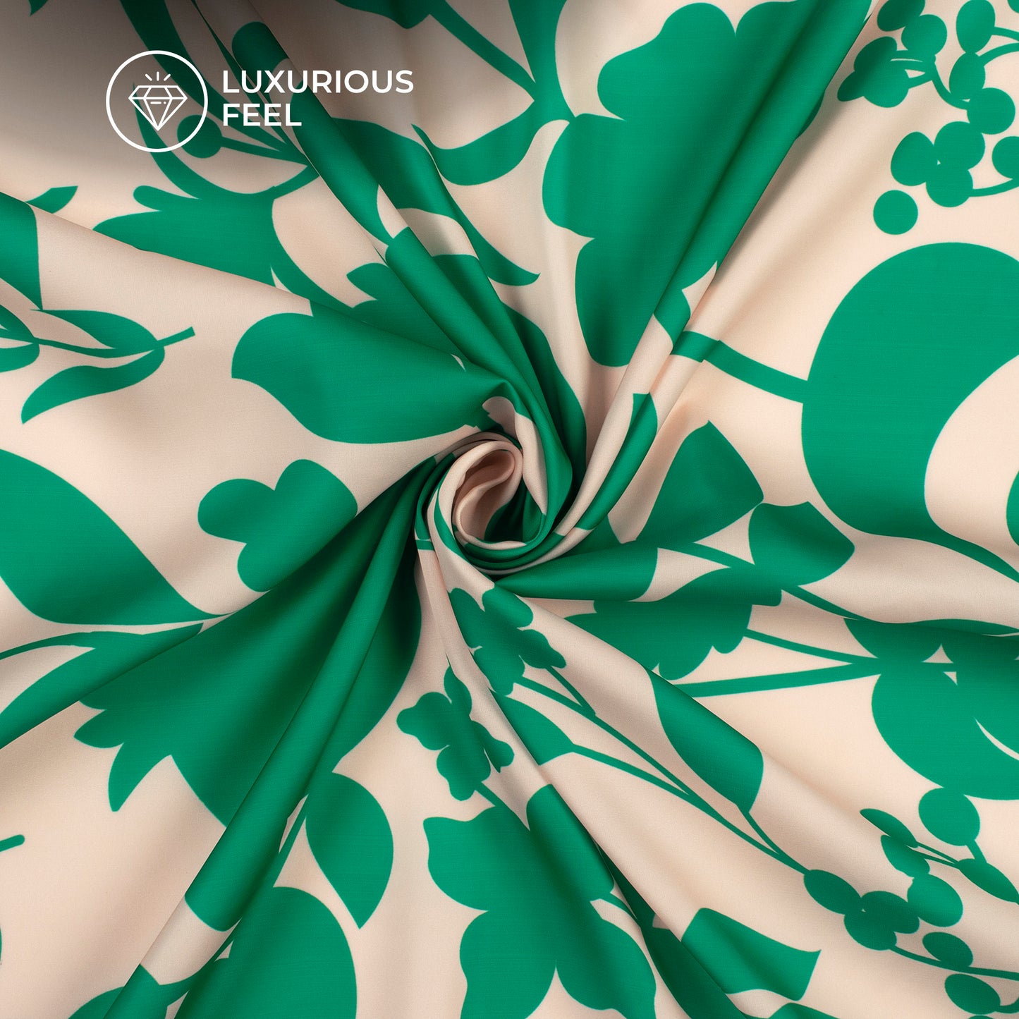 Green Floral Digital Print Imported Satin Fabric