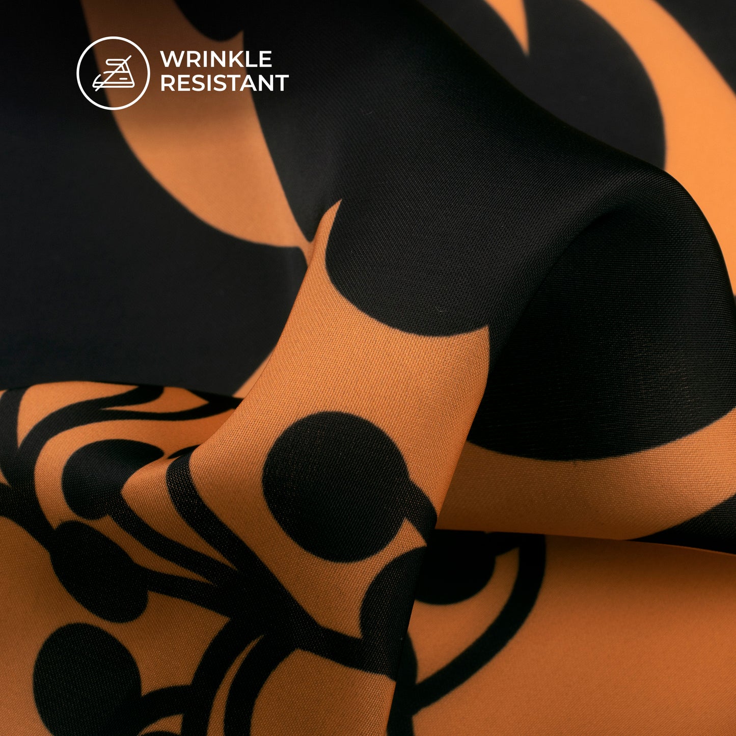 Honey Orange Floral Digital Print Imported Satin Fabric