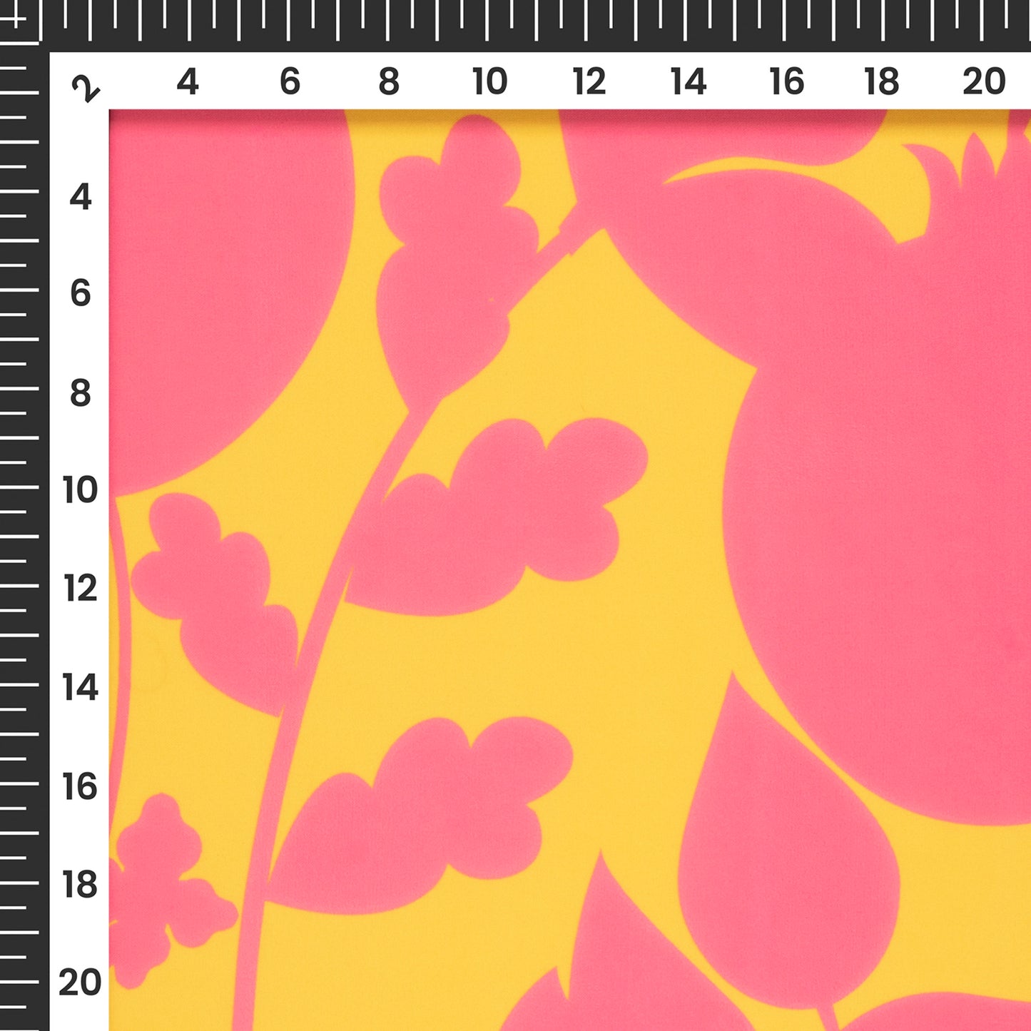 Yellow Floral Digital Print Imported Satin Fabric