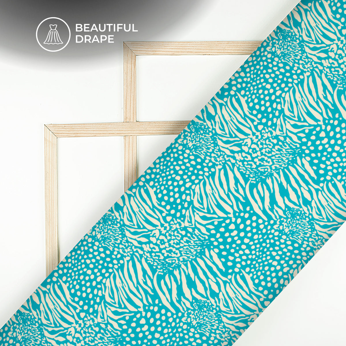 Tiffany blue Abstract Digital Print Imported Satin Fabric