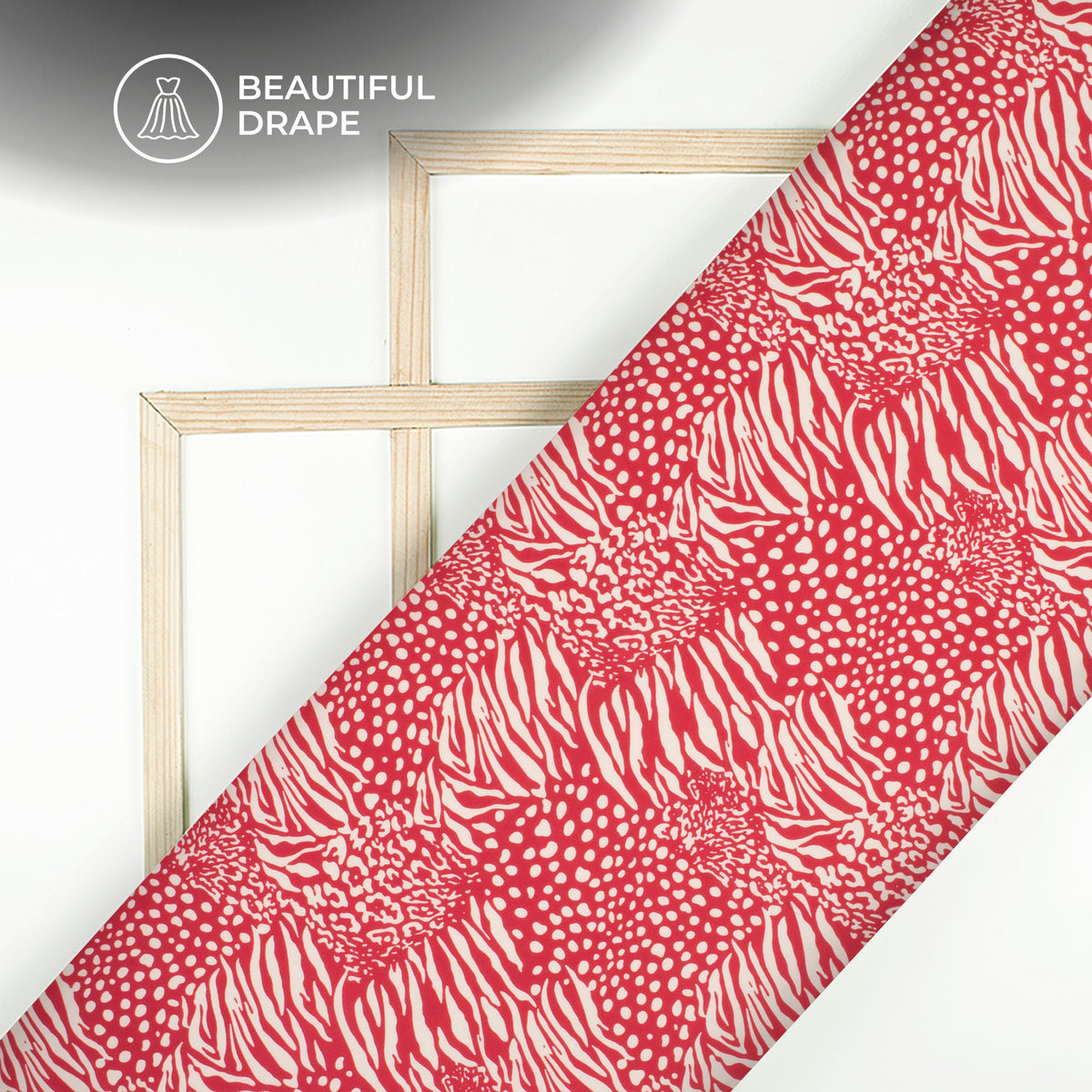 Cherry Abstract Digital Print Imported Satin Fabric