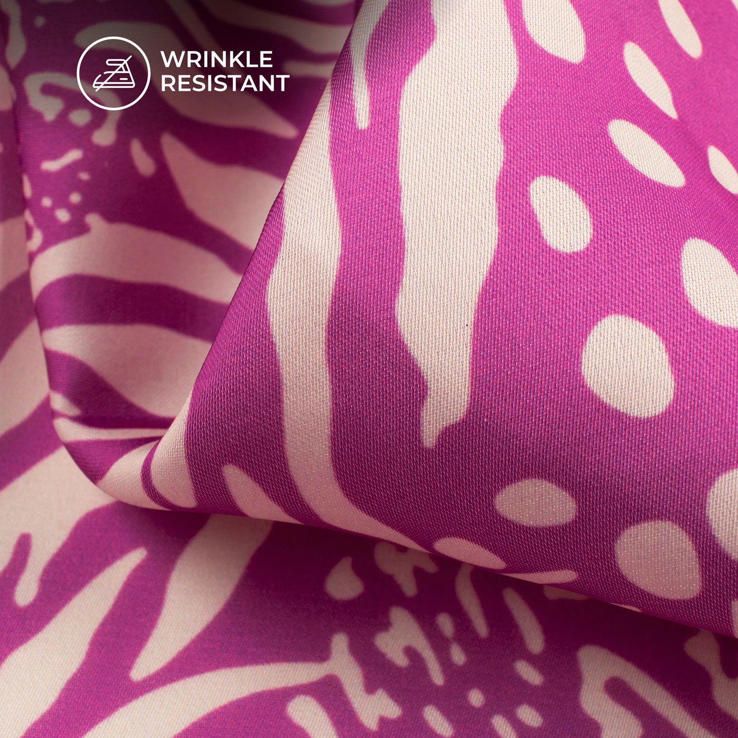 Hot Pink Abstract Digital Print Imported Satin Fabric