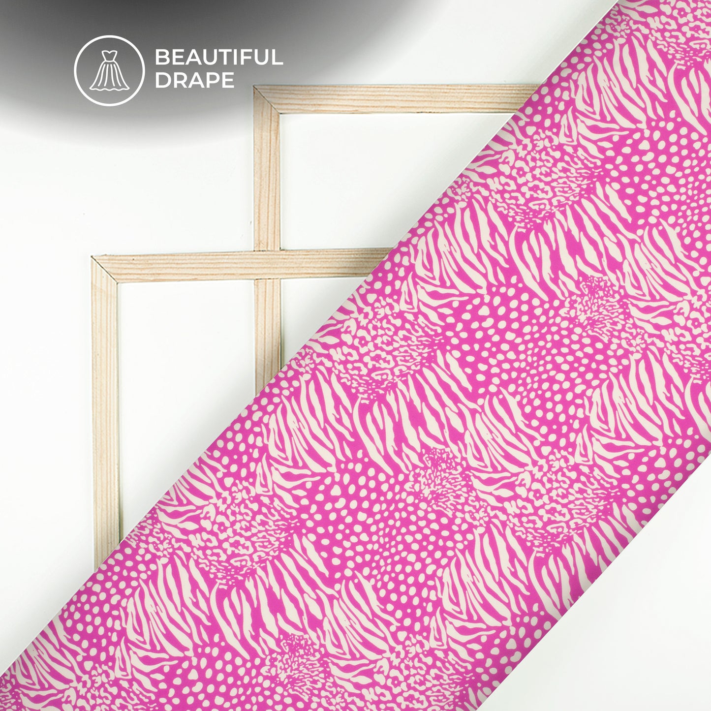 Hot Pink Abstract Digital Print Imported Satin Fabric