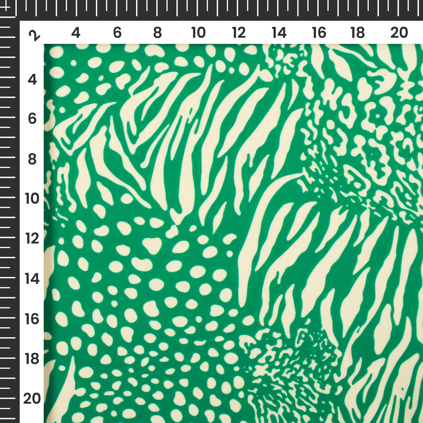 Green Abstract Digital Print Imported Satin Fabric