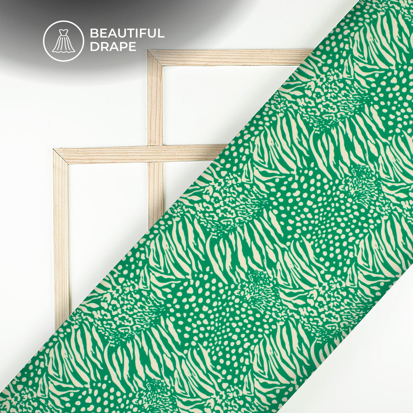 Green Abstract Digital Print Imported Satin Fabric