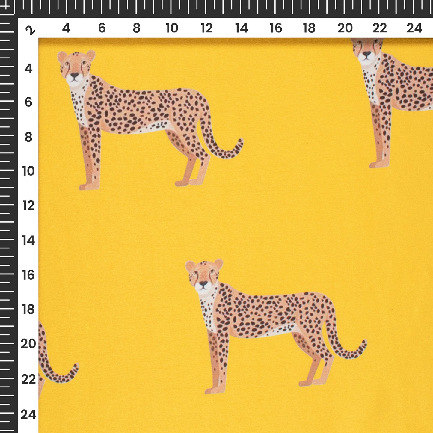 Yellow leopard Digital Print Japan Satin Fabric