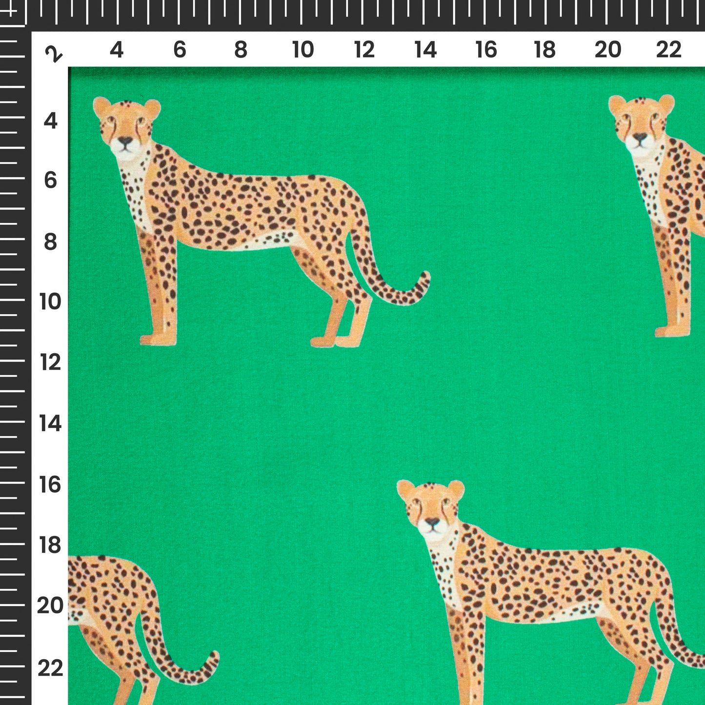 Forest Green leopard Digital Print Japan Satin Fabric