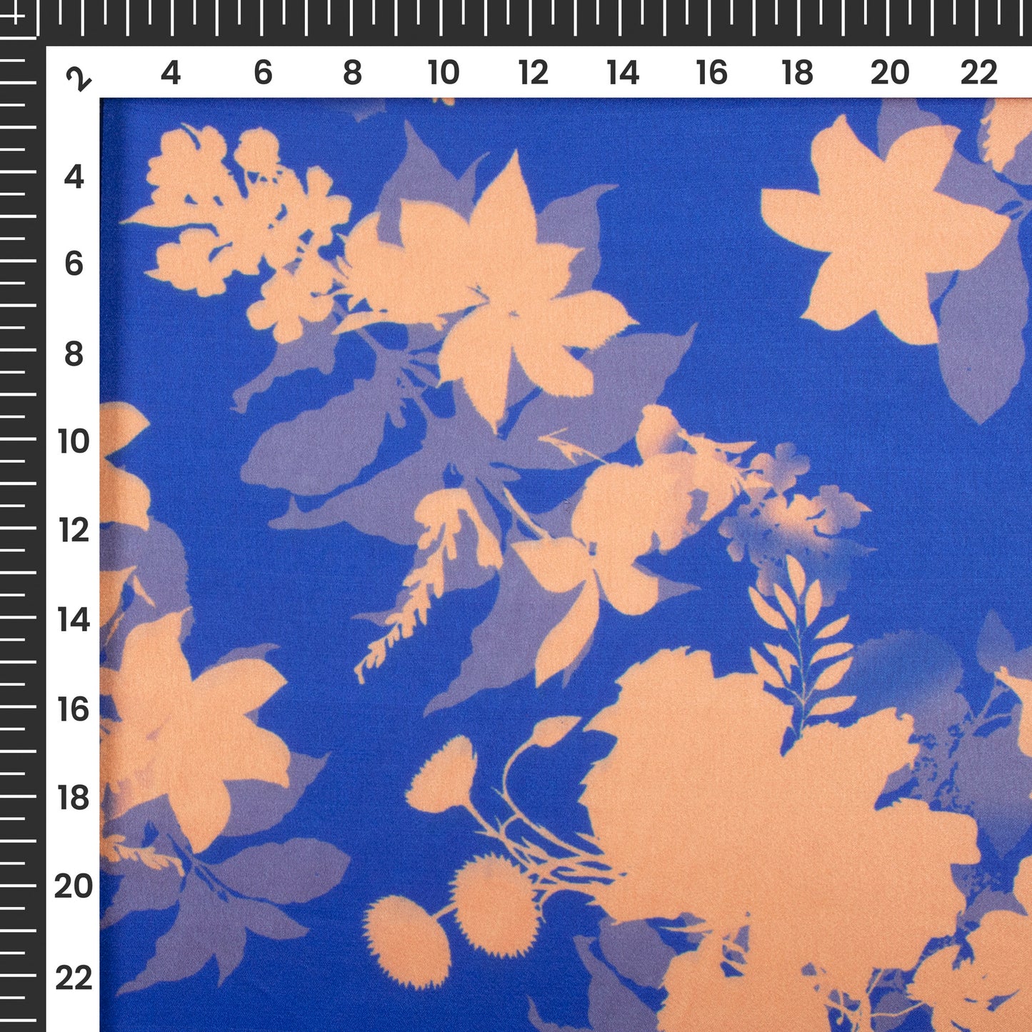 Royal blue Floral Digital Print Japan Satin Fabric