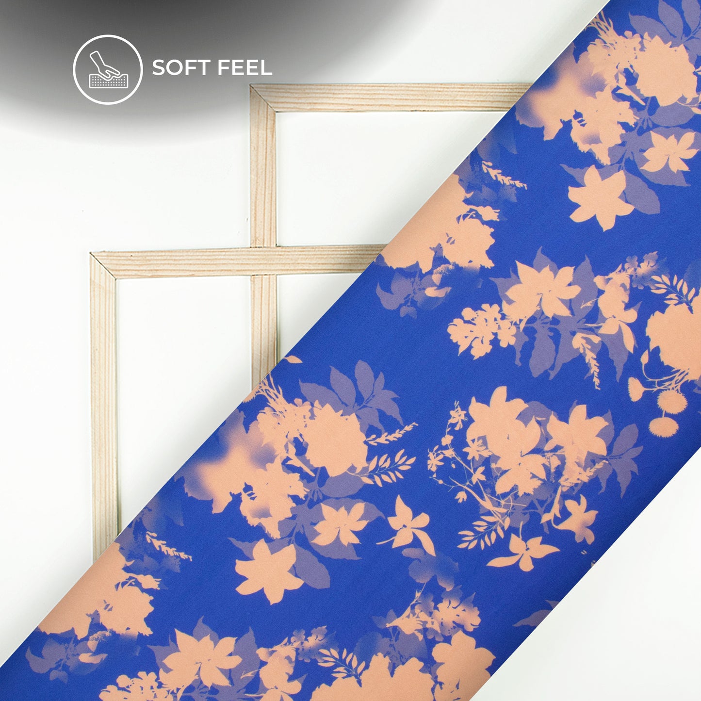 Royal blue Floral Digital Print Japan Satin Fabric