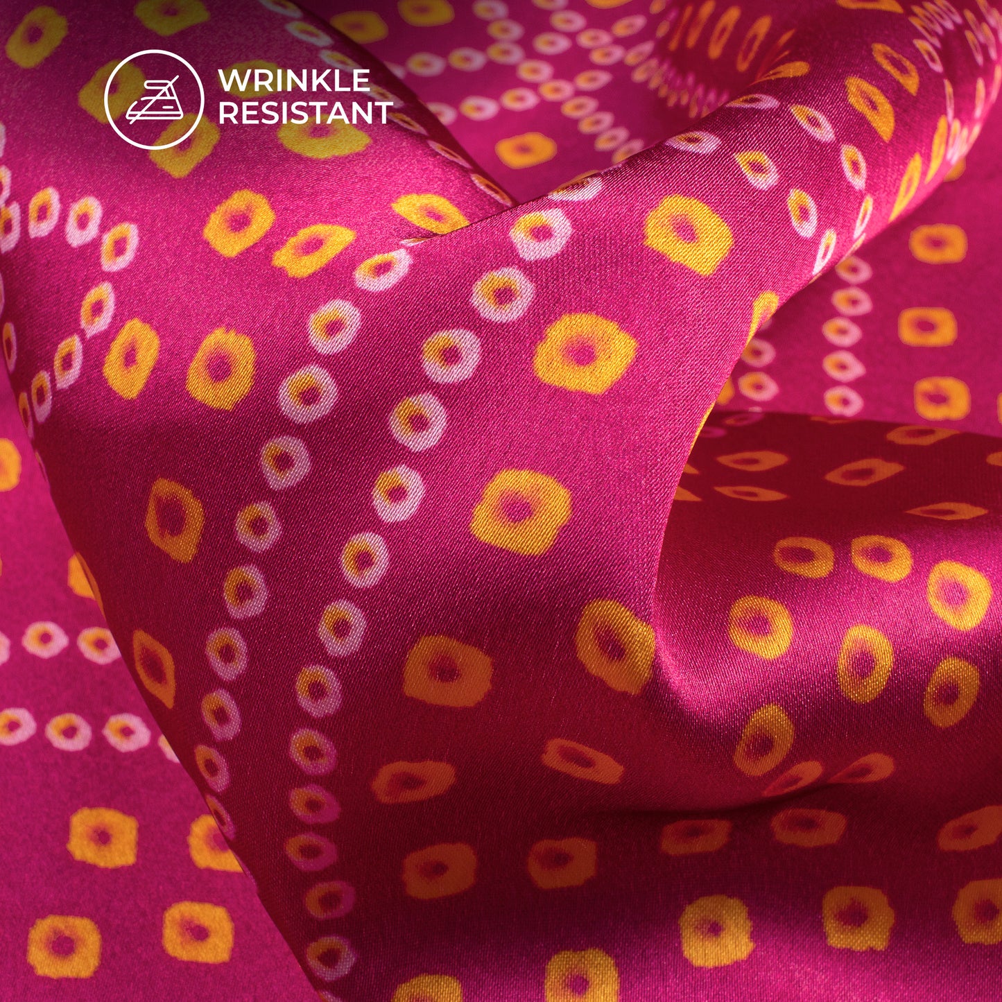 Deep Pink Bandhanii Digital Print Japan Satin Fabric