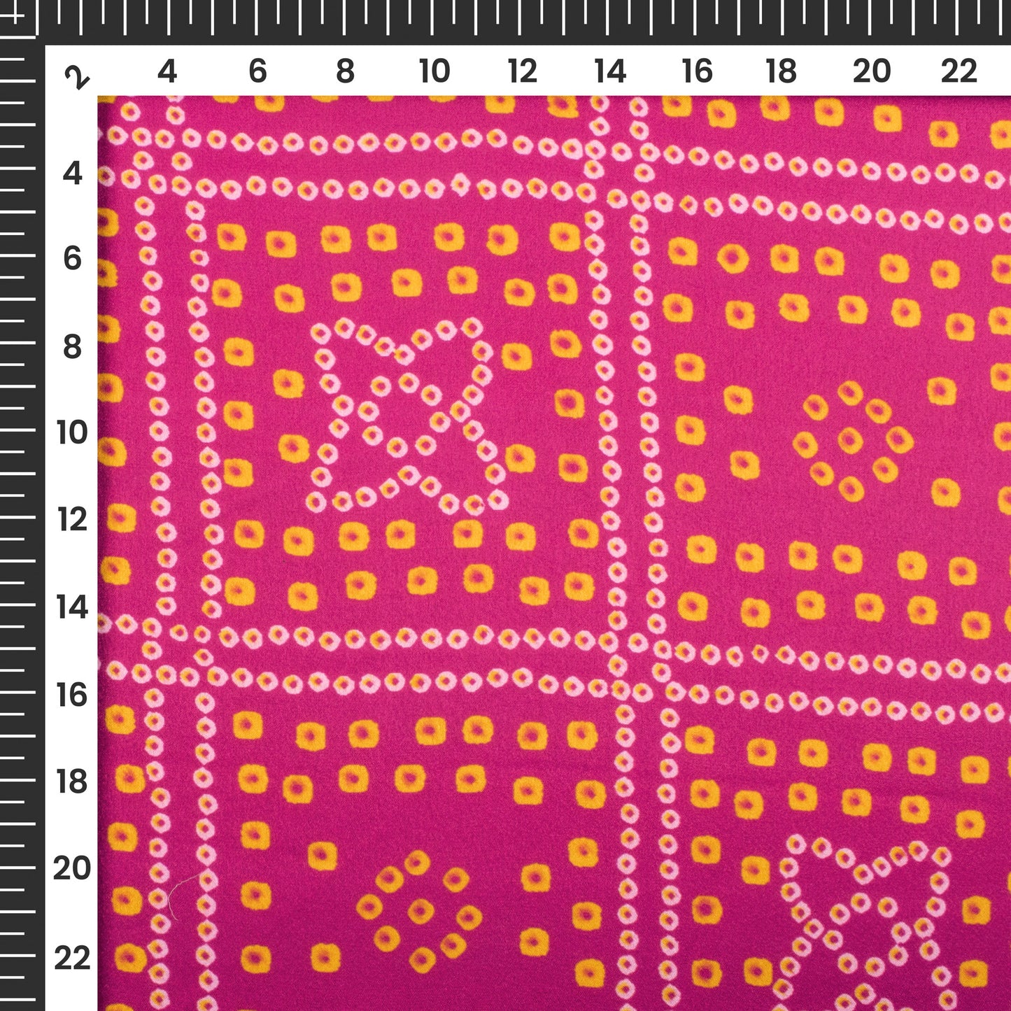 Deep Pink Bandhanii Digital Print Japan Satin Fabric