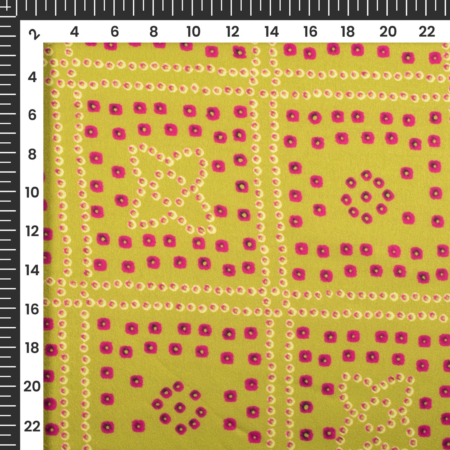 Olive Green Bandhanii Digital Print Japan Satin Fabric