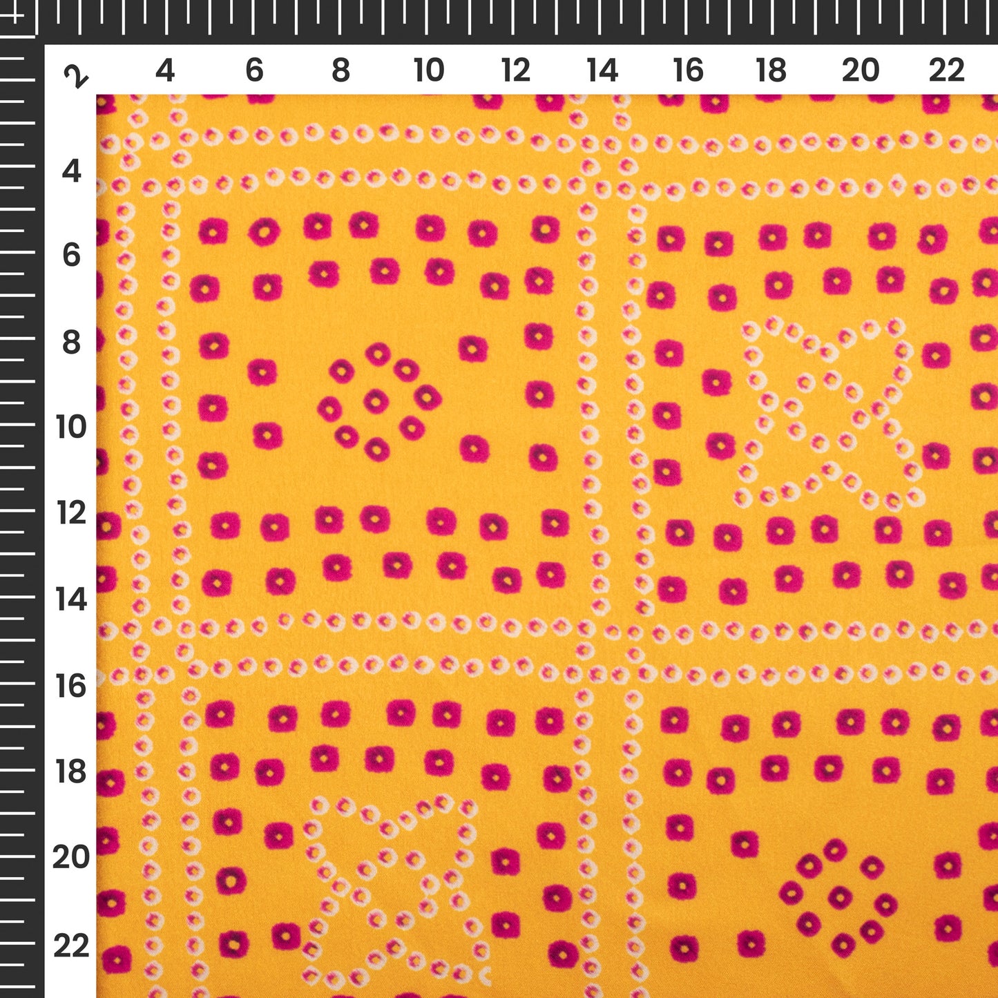 Amber Yellow Bandhanii Digital Print Japan Satin Fabric