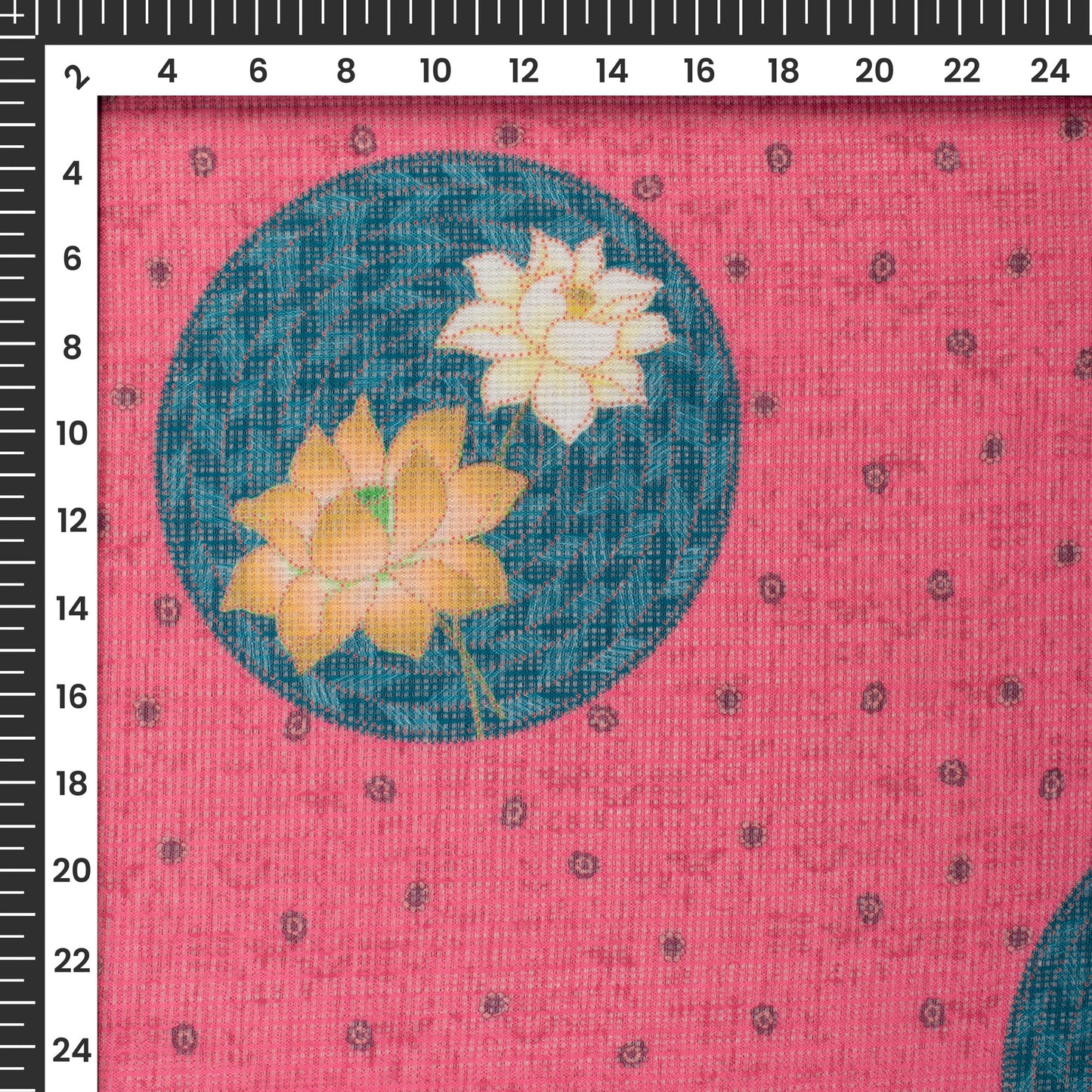 Pink And Teal Blue Pichwaii Digital Print Kota Doria Fabric