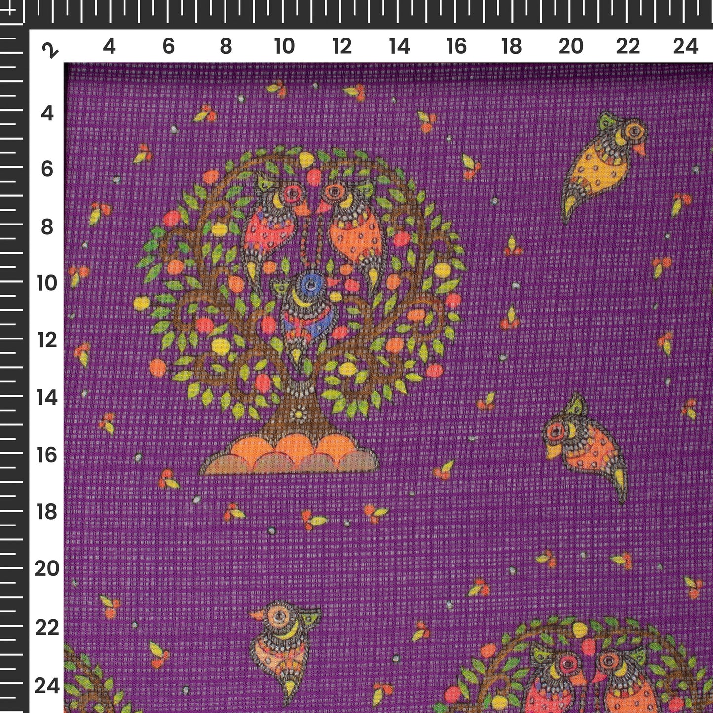Purple And Lizard Green Madhuvanii Digital Printed Kota Doria Fabric