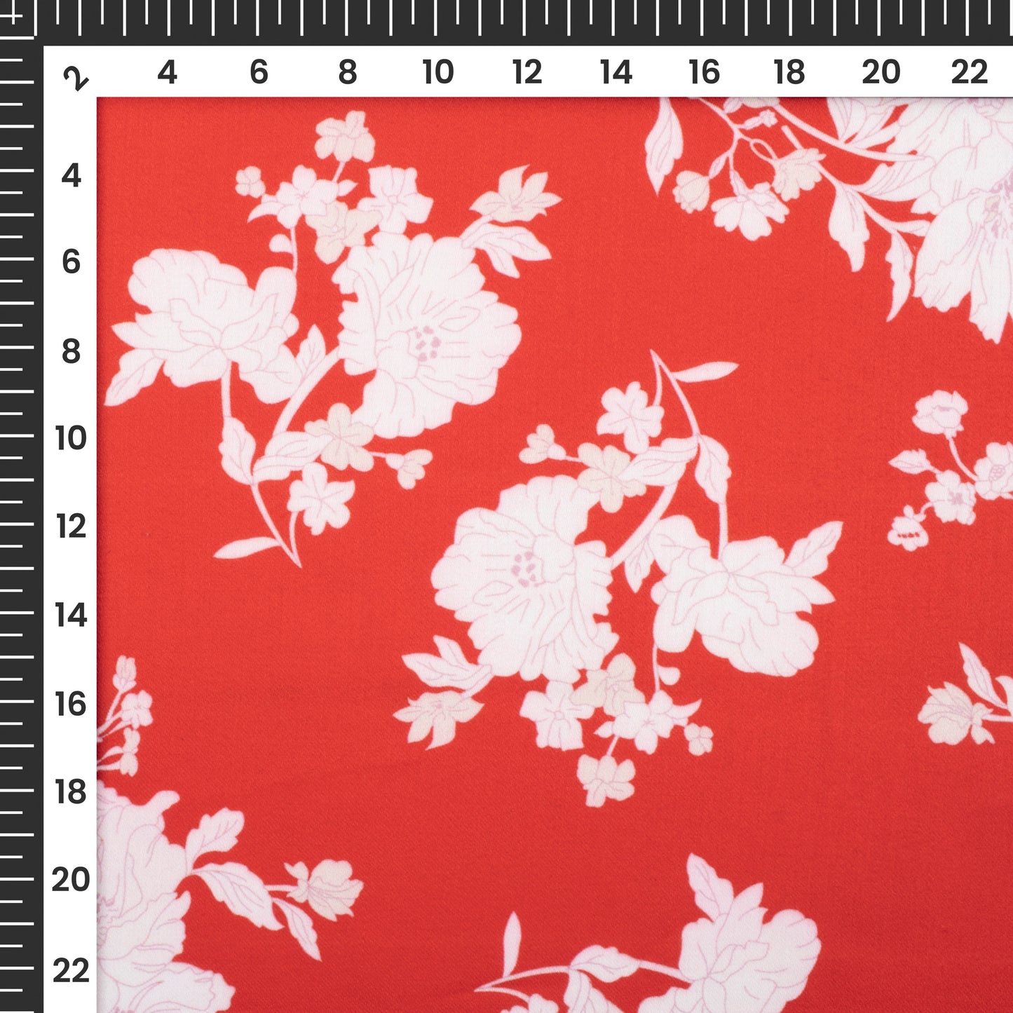 Rose Red Floral Digital Print Poly Glazed Cotton Fabric