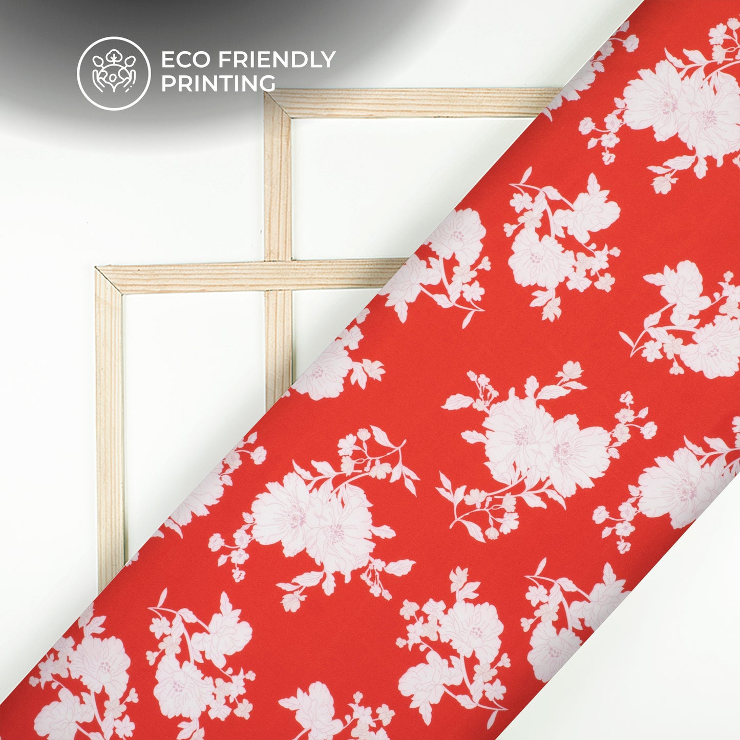 Rose Red Floral Digital Print Poly Glazed Cotton Fabric