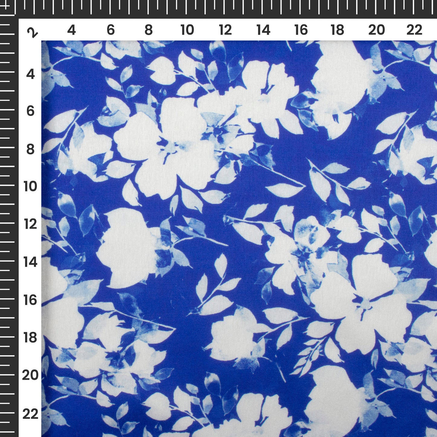 Royal blue Floral Digital Print Japan Satin Fabric