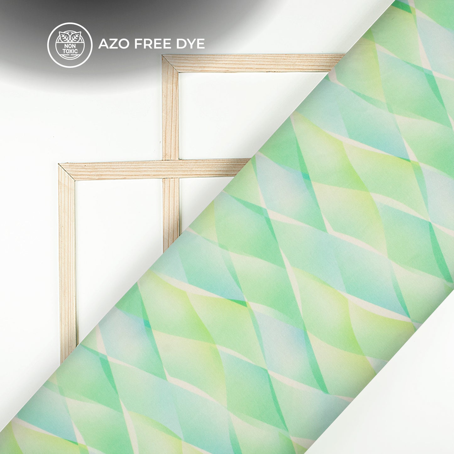 Sheen Green Geometrical Digital Print Japan Satin Fabric