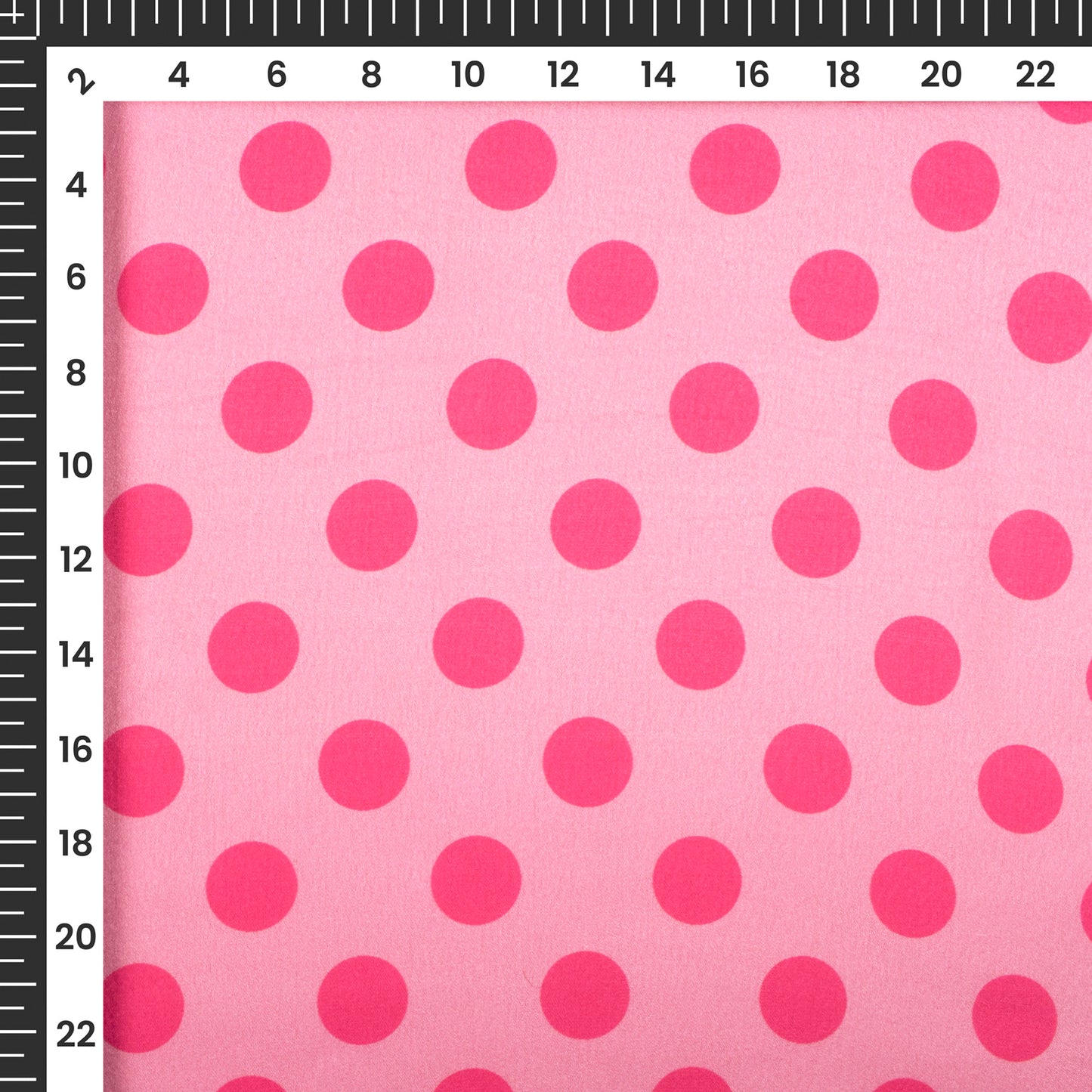 Deep Pink Polka Dots Digital Print Japan Satin Fabric