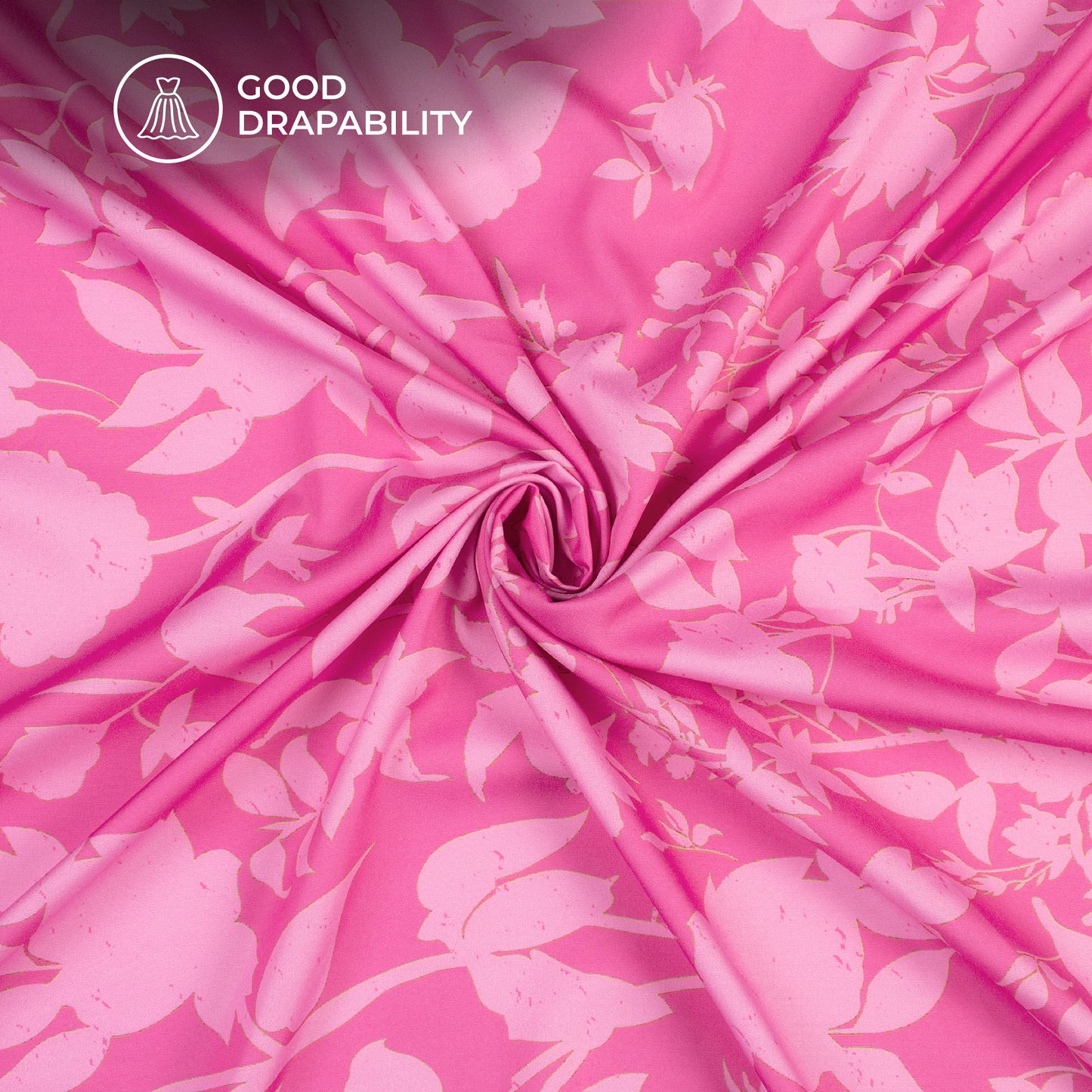 Neon Pink Floral Digital Print Butter Crepe Fabric