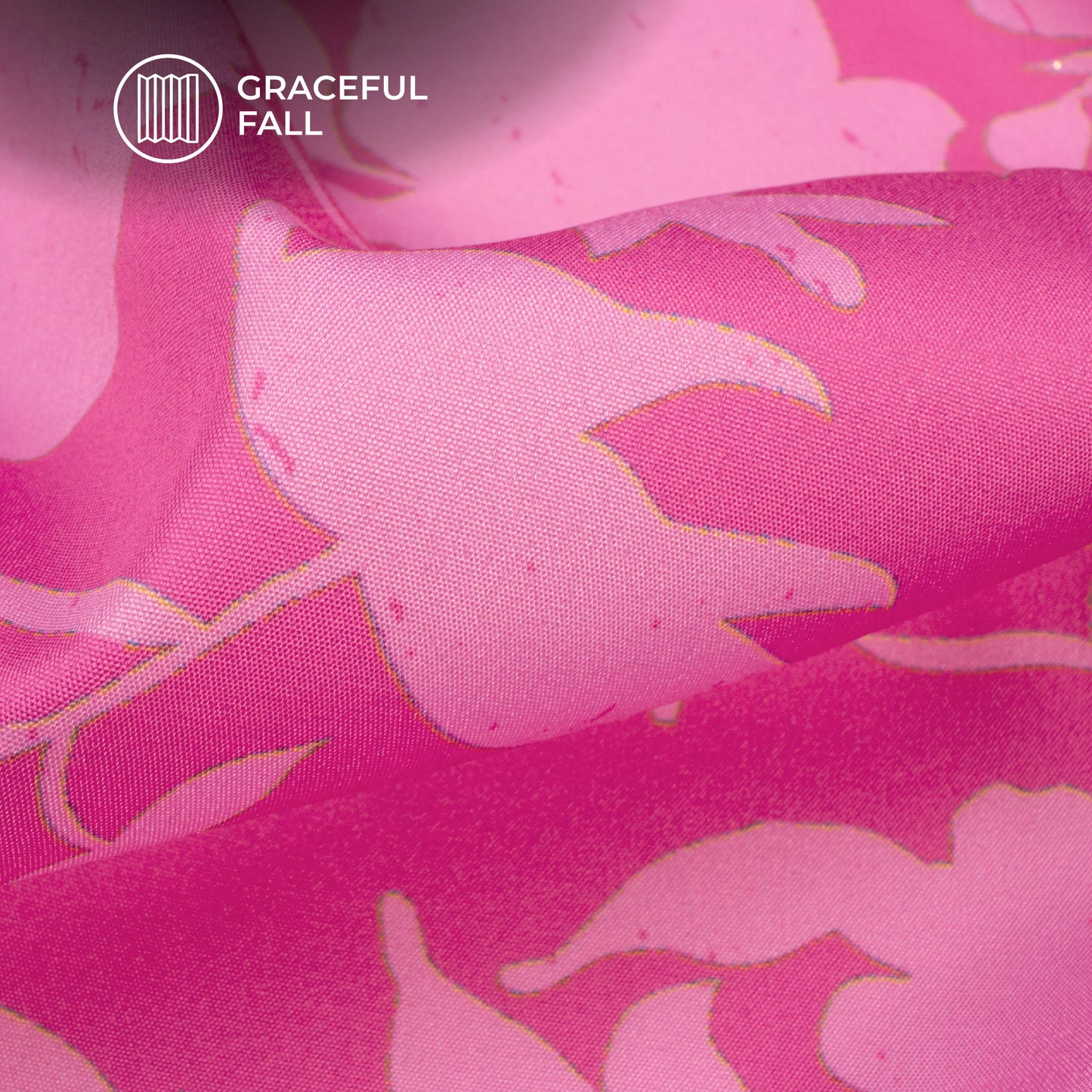 Neon Pink Floral Digital Print Butter Crepe Fabric
