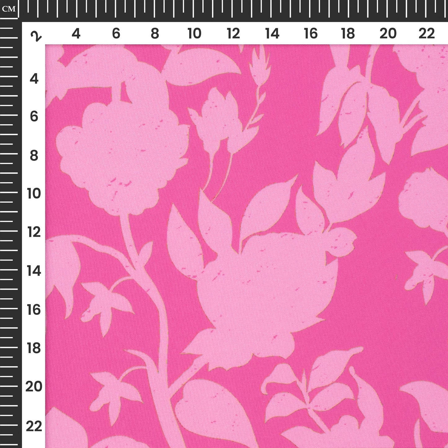 Neon Pink Floral Digital Print Butter Crepe Fabric