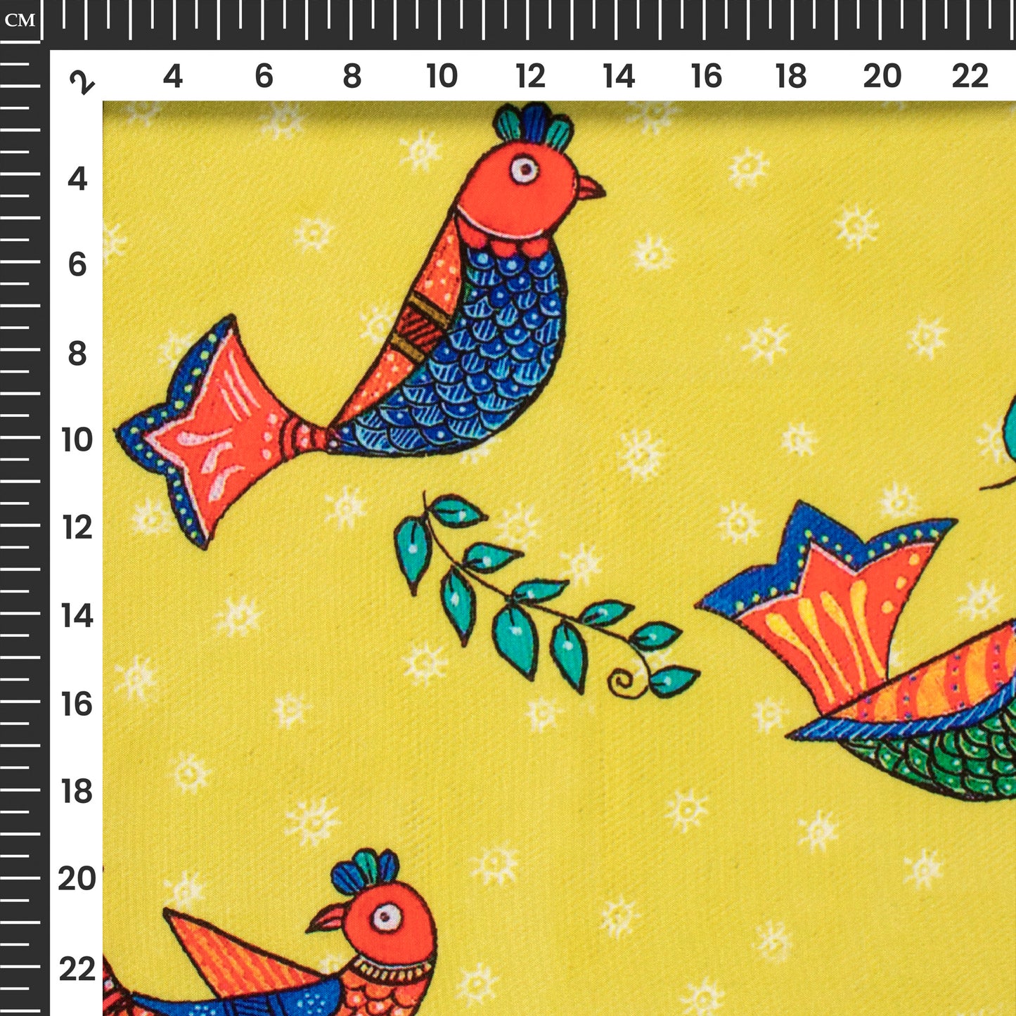 Corn Yellow Madhuvanii Digital Print Butter Crepe Fabric