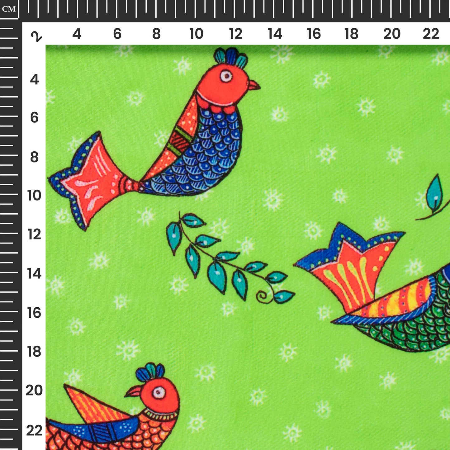 kelly Green Madhuvanii Digital Print Butter Crepe Fabric