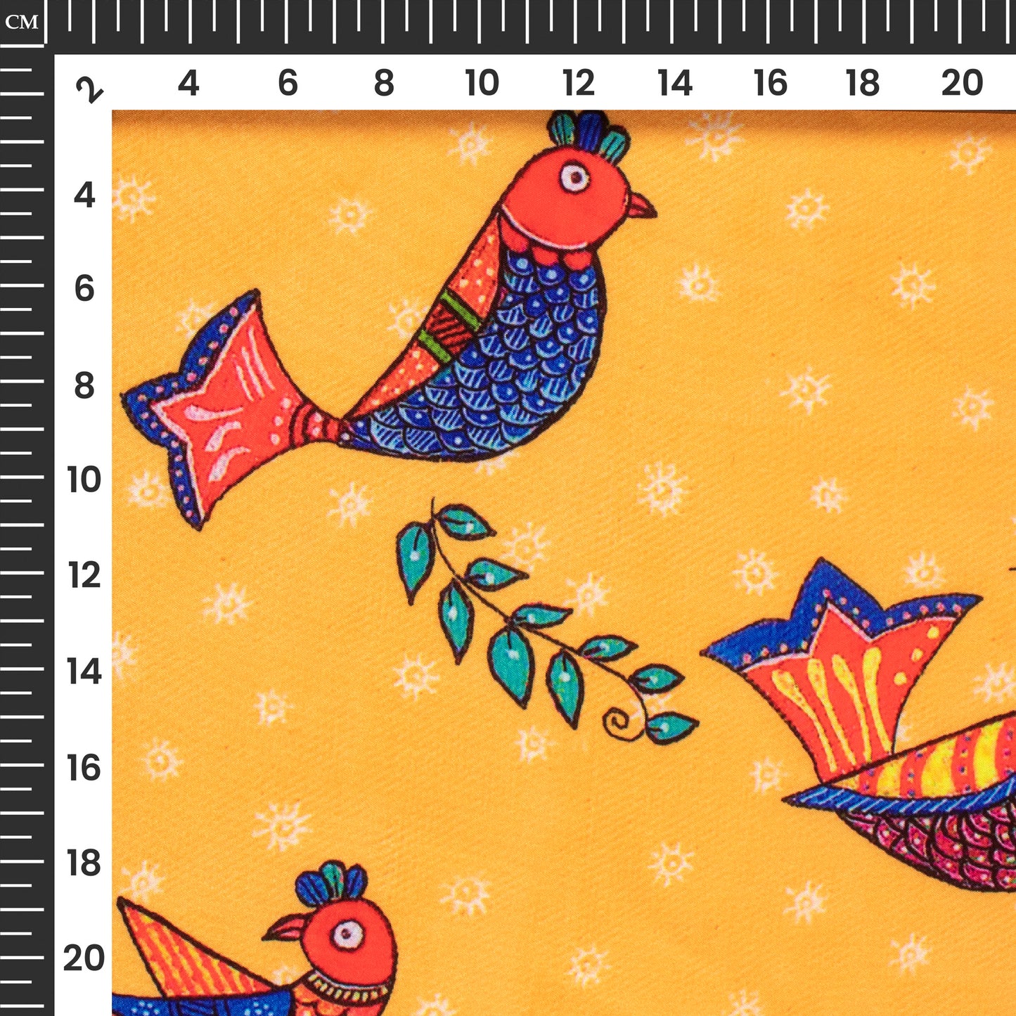 Merigold Orange Madhuvanii Digital Print Butter Crepe Fabric