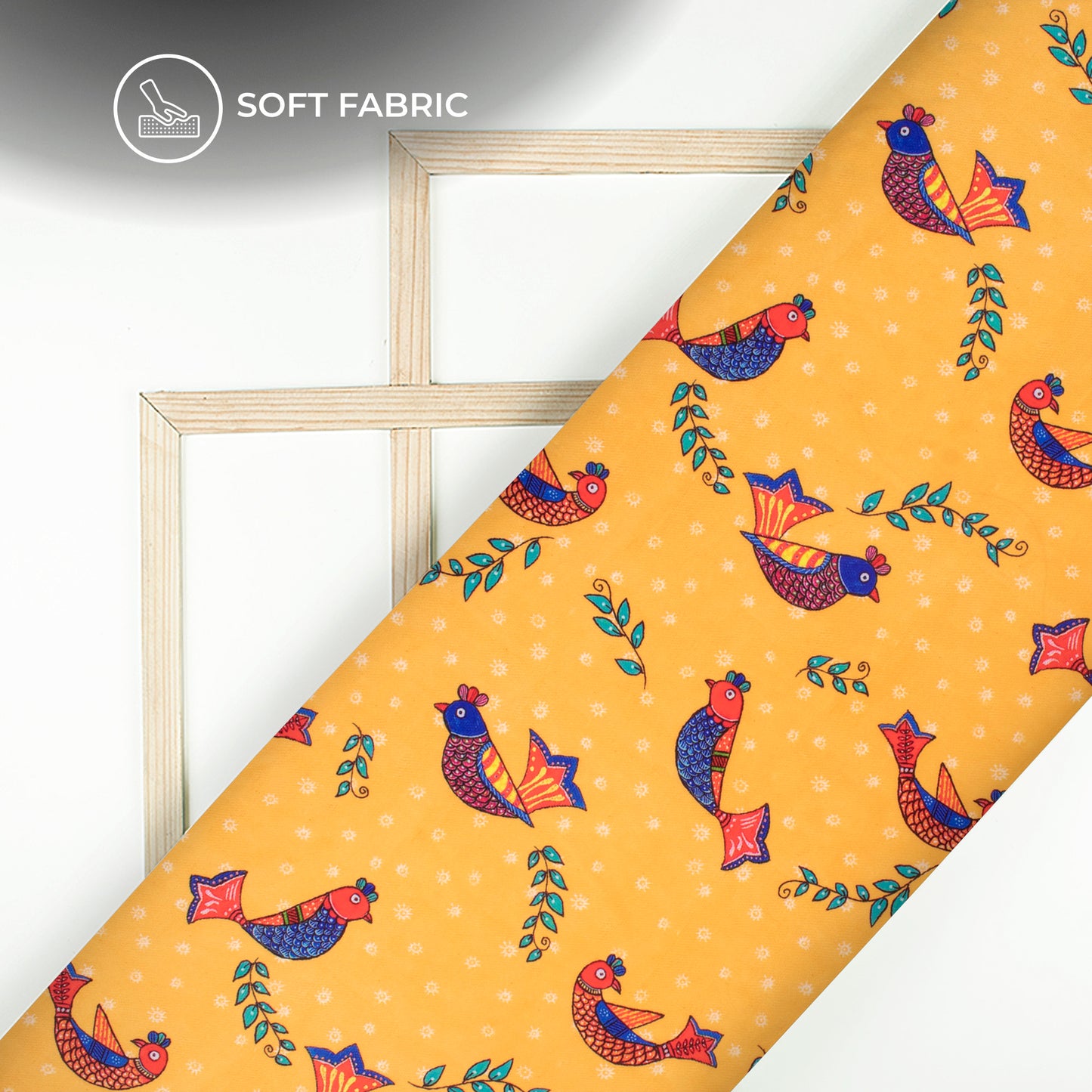 Merigold Orange Madhuvanii Digital Print Butter Crepe Fabric