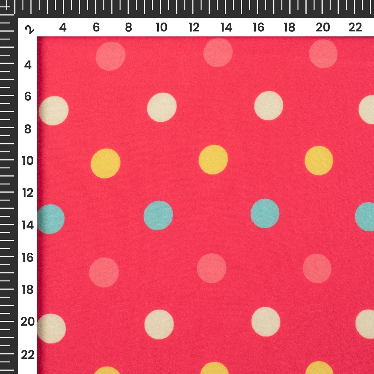 Fiery Rose Polka Dots Pattern Digital Print Crepe Silk Fabric