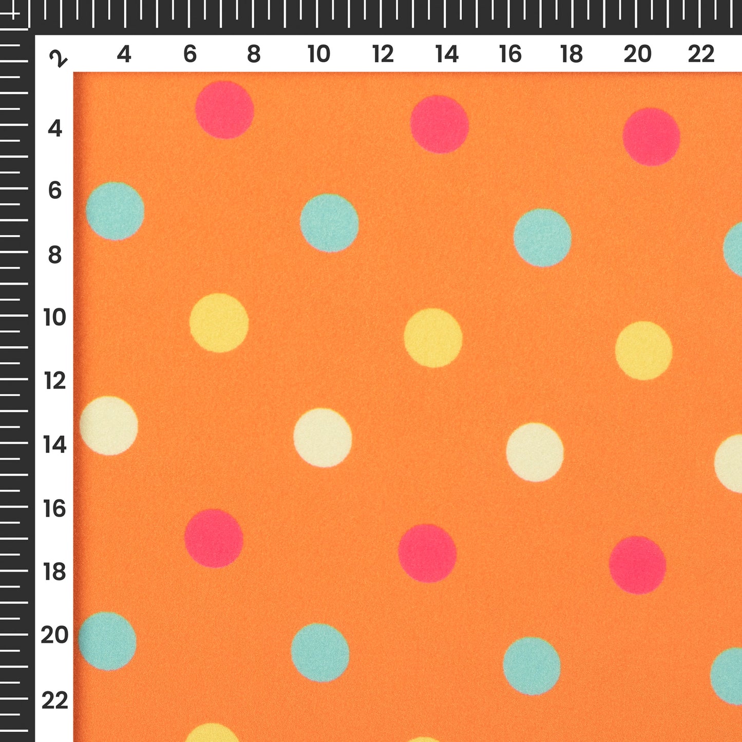 Orange Polka Dots Pattern Digital Print Crepe Silk Fabric