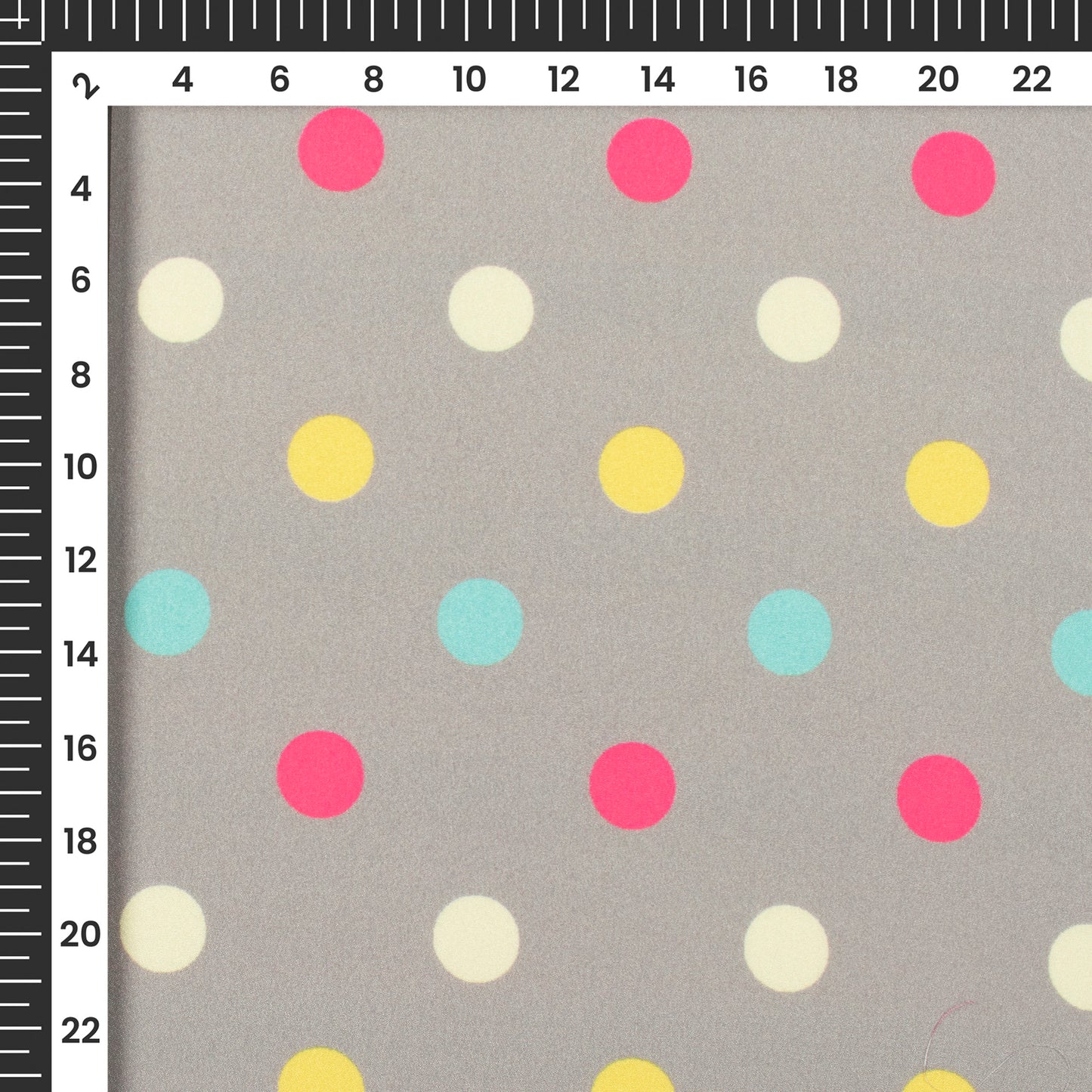 Gray Polka Dots Pattern Digital Print Crepe Silk Fabric
