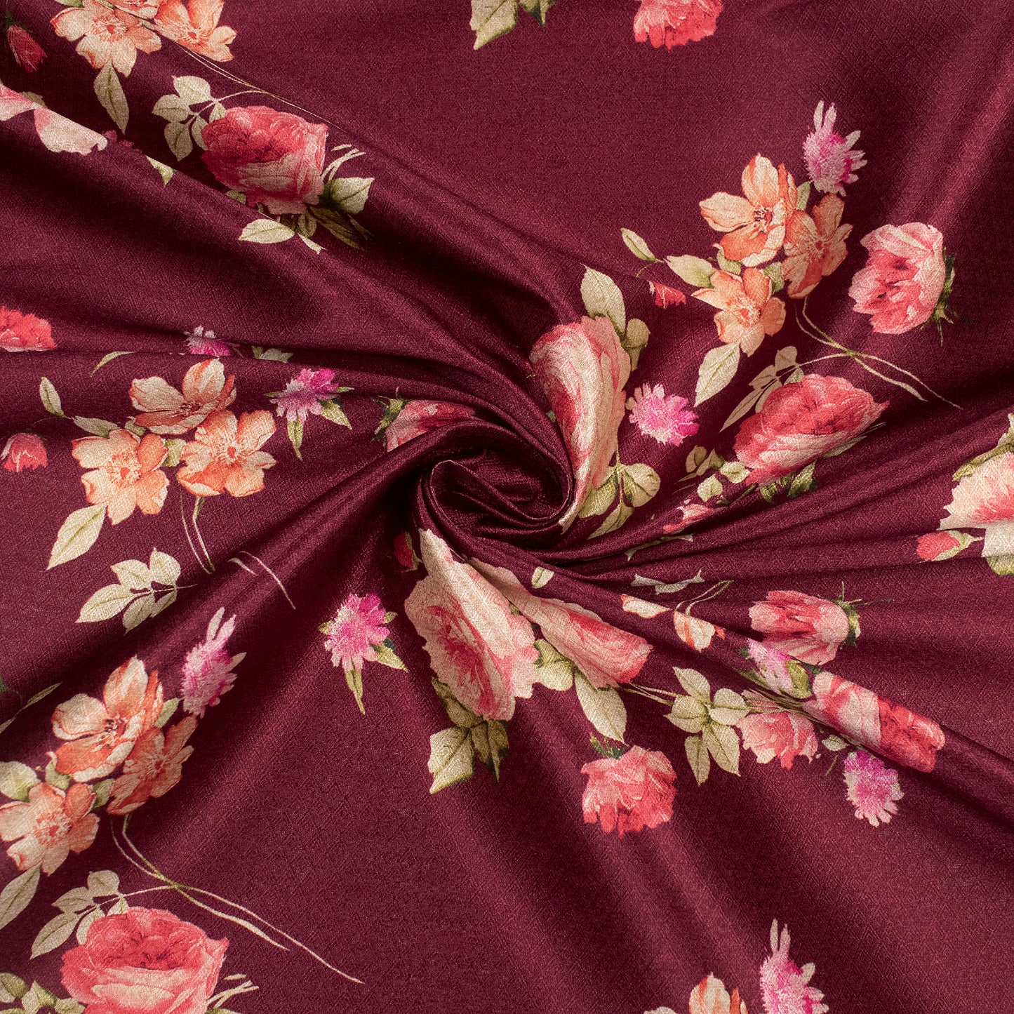 Umber Brown Floral Jacquard Booti Art Silk Fabric (Width 56 Inches)