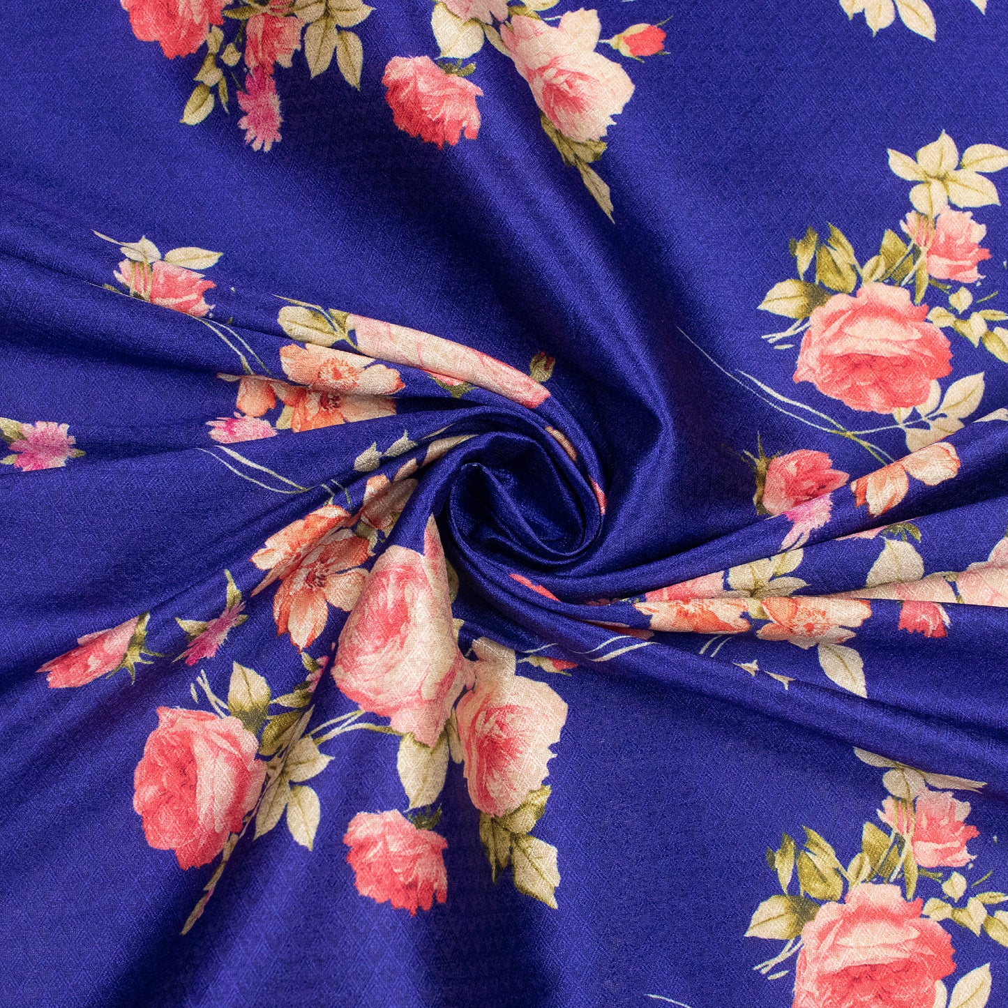 Royal Blue Floral Jacquard Booti Art Silk Fabric (Width 56 Inches)