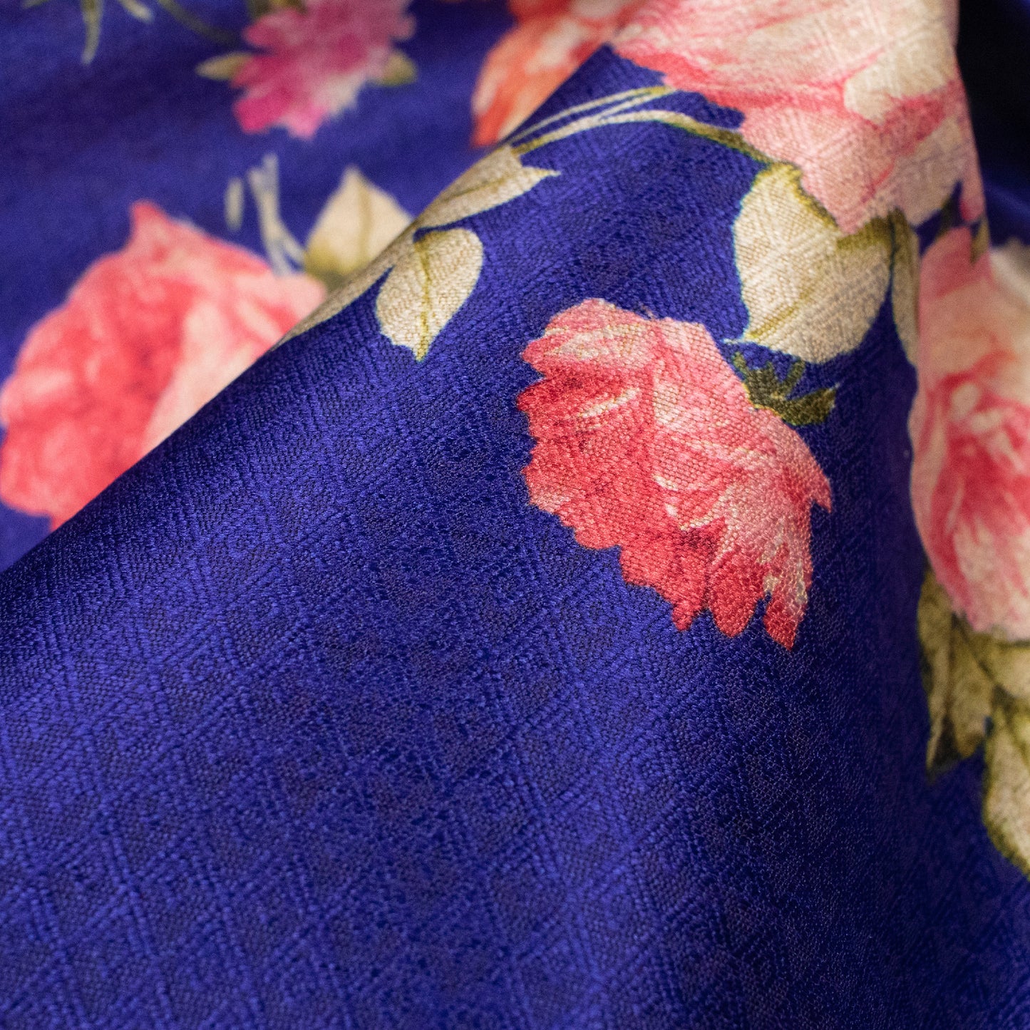 Royal Blue Floral Jacquard Booti Art Silk Fabric (Width 56 Inches)