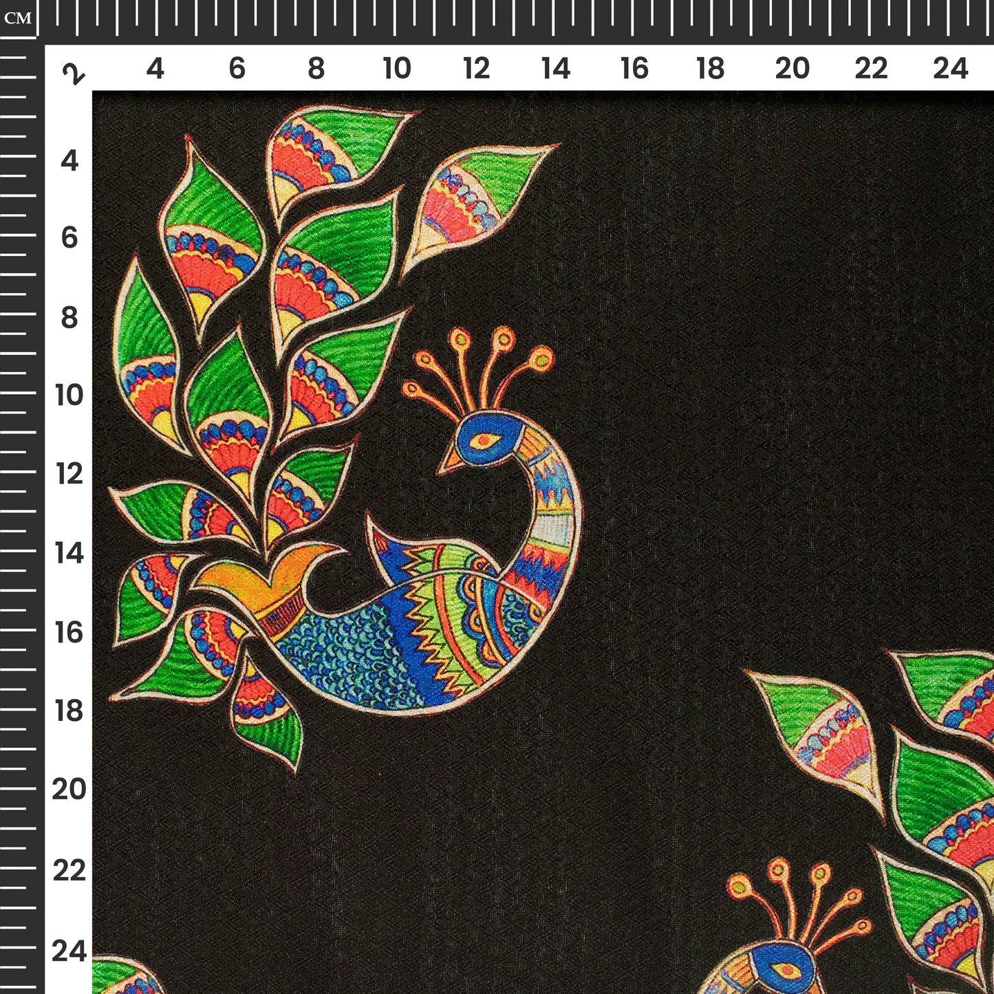Black Madhuvanii Jacquard Booti Art Silk Fabric (Width 56 Inches)