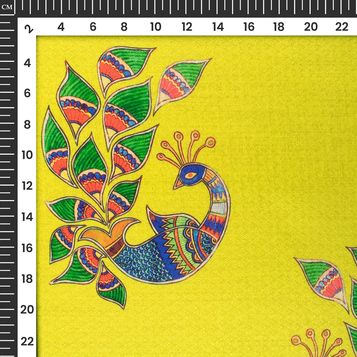 Lemon Yellow Madhubani Jacquard Booti Art Silk Fabric (Width 56 Inches)