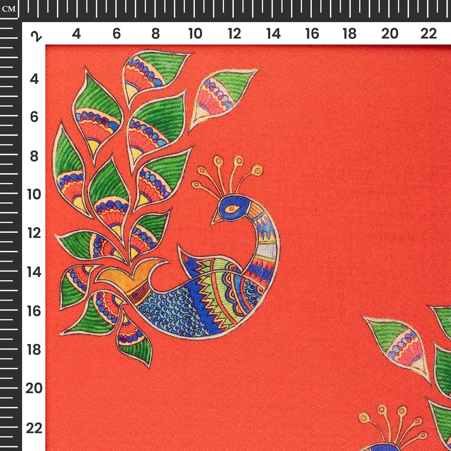 Vermillon Red Madhuvanii Jacquard Booti Art Silk Fabric (Width 56 Inches)